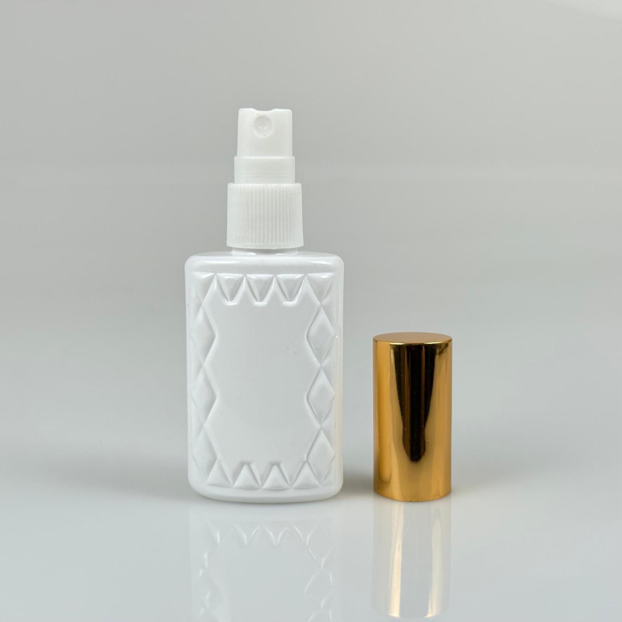 50 ML PET KOLONYA, PARFÜM VB ŞİŞELERİ - METAL ALÜMİNYUM GOLD KAPAK + VİDALI SPREY + 50 CC KÖŞELİ BEYAZ ŞİŞE SET TAKIM
