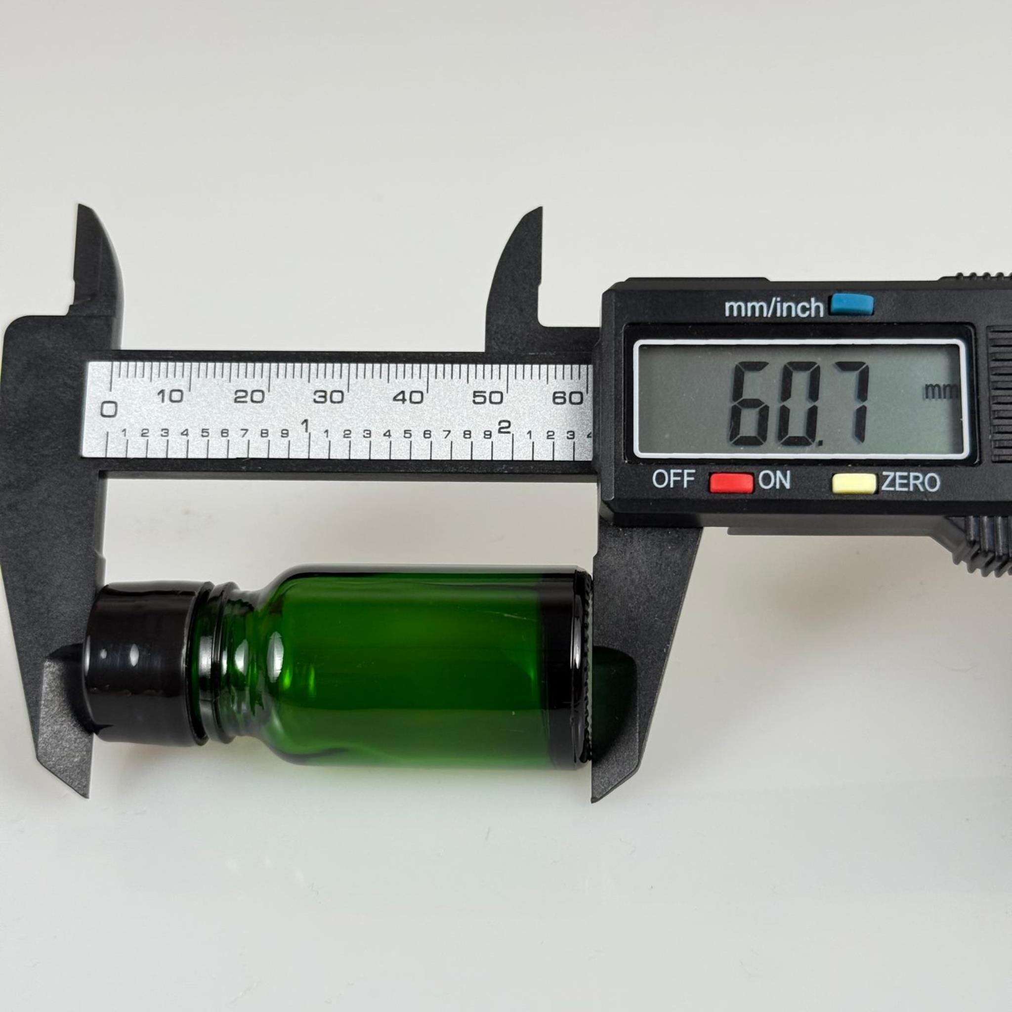 10 ML YEŞİL CAM ŞİŞE + CONTALI SİYAH KAPAK - 10 CC KAPAKLI CAM ŞİŞE