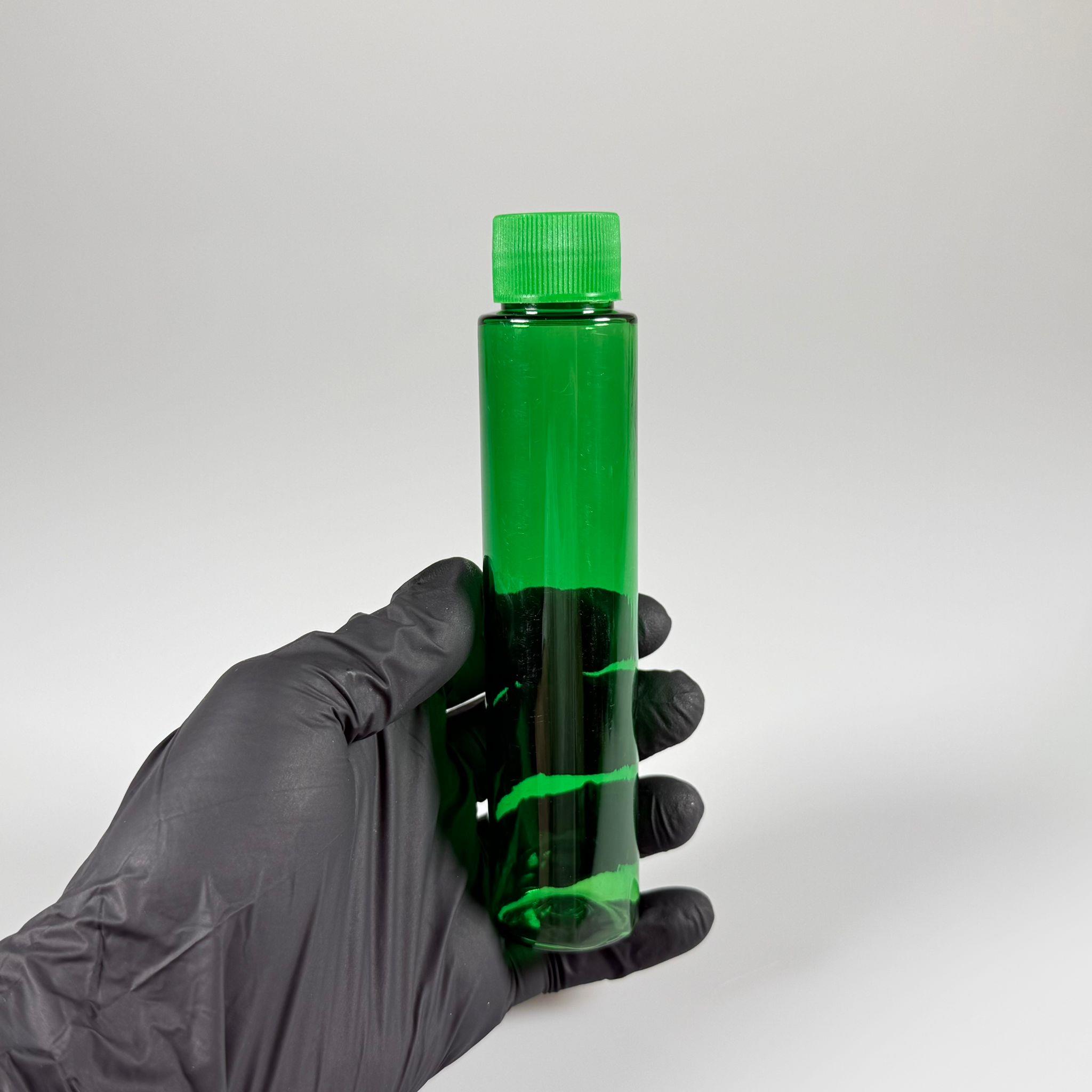 100 CC UZUN SİLİNDİR YEŞİL PET ŞİŞE (24 GR)  - YEŞİL KAPAKLI KOLONYA TIPALI - 100 ML BİBERİYE SUYU, LAVANTA YAĞI, SAÇ SERUM, TONİK VB İÇİN PLASTİK KOZMETİK AMBALAJLARI