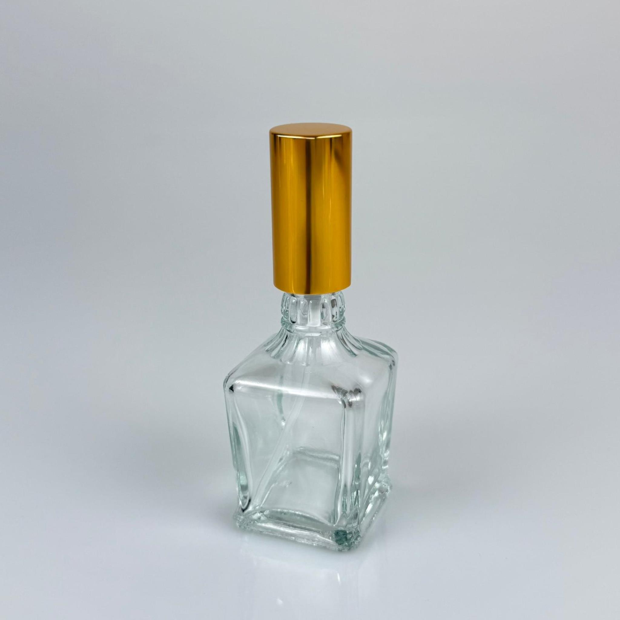 50 CC BOĞAZLI KONİK CAM ŞİŞE - VİDALI GOLD SPREYLİ PARFÜM KOLONYA ŞİŞESİ TAKIM - 50 ML PRESTİJLİ ŞİŞE