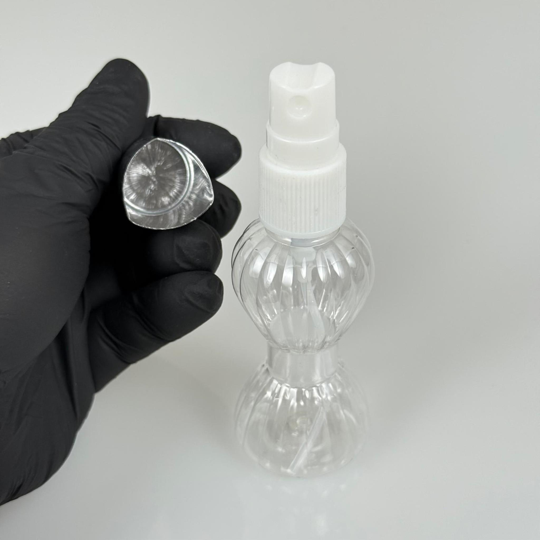 40 ML PET KOLONYA, PARFÜM VB ŞİŞELERİ - METAL ALÜMİNYUM GÜMÜŞ KAPAK + VİDALI SPREY + 40 CC MİNİ PIRLANTA ŞİŞE SET TAKIM