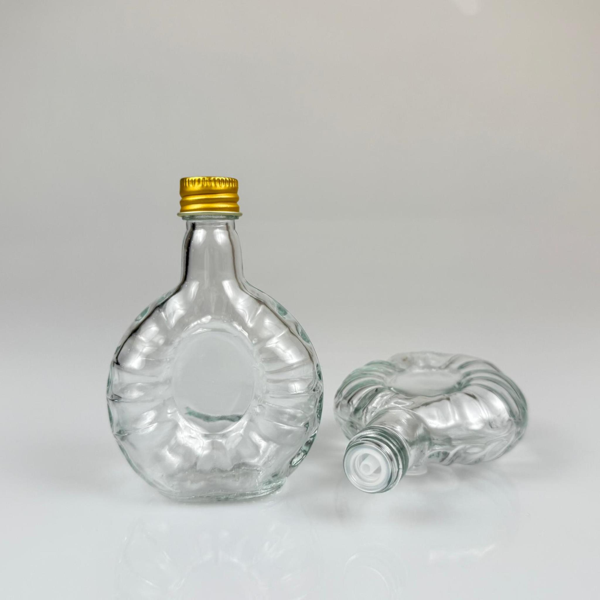 50 CC BOĞAZLI YASSI CAM ŞİŞE - GOLD METAL KAPAKLI KOLONYA TIPALI - 50 ML PRESTİJLİ ŞİŞE