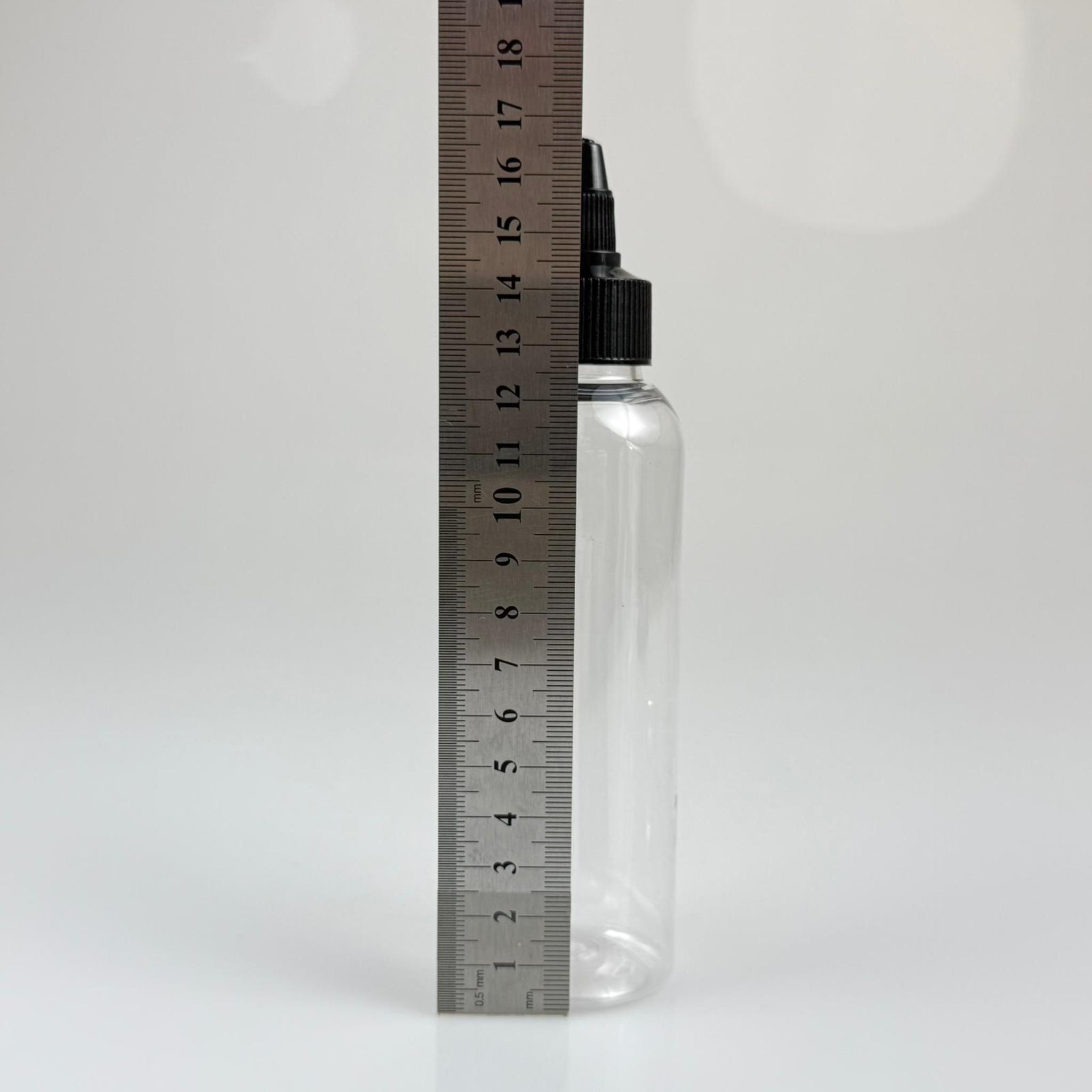 YAĞ, SOS, ACI SOS, SİRKE, SRIRACHA, MÜREKKEP, TUTKAL AKITICI VB BOŞ ŞİŞELERİ - SİYAH SİVRİ TWİST AKITICI KAPAK + 150 ML OVAL SERT PET PLASTİK ŞİŞE TAKIM