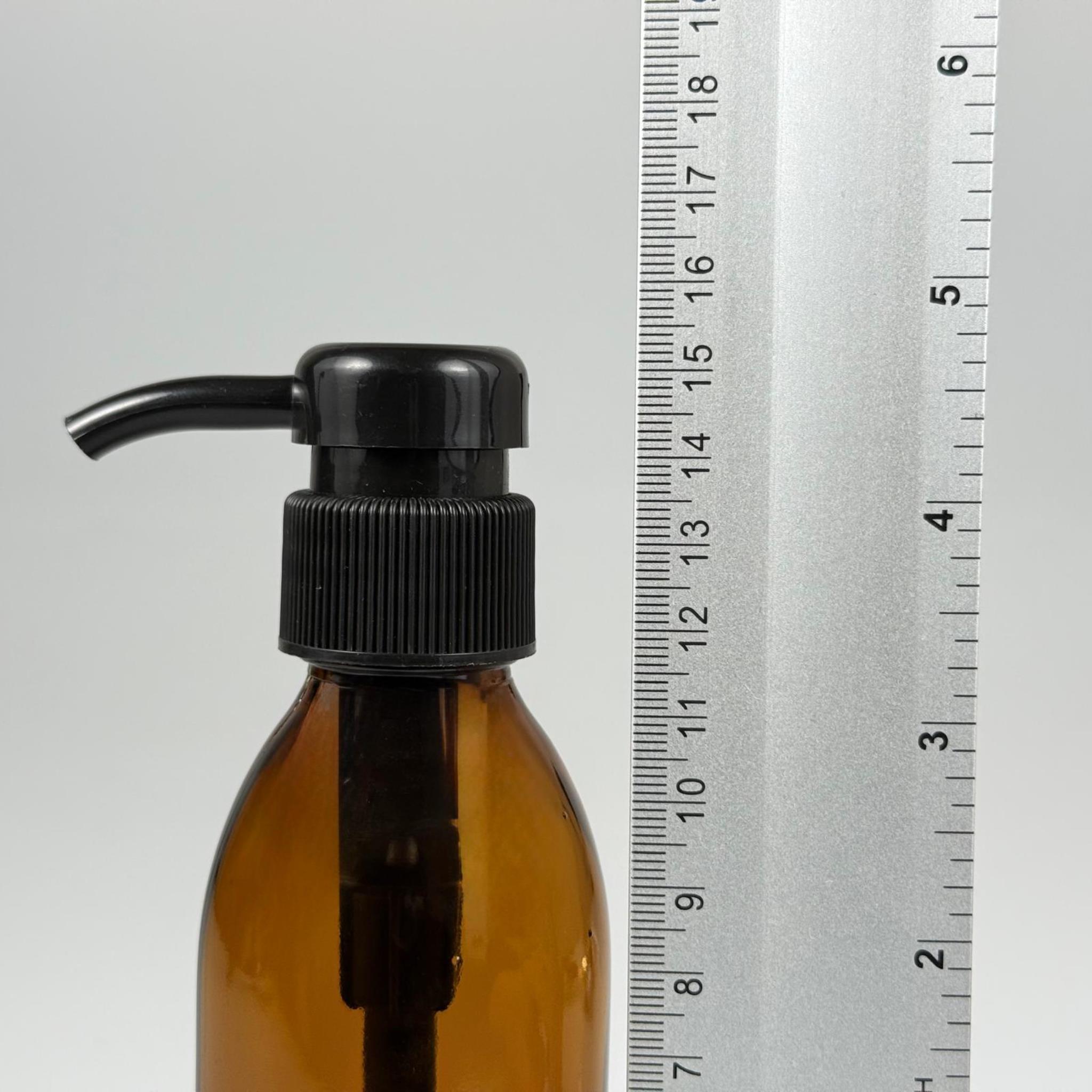 160 CC AMBER CAM ŞİŞE  - SİYAH ŞAMPUAN DOZAJ POMPALI TAKIM - 160 ML CAM SIVI LOSYON, YAĞ ŞİŞELERİ