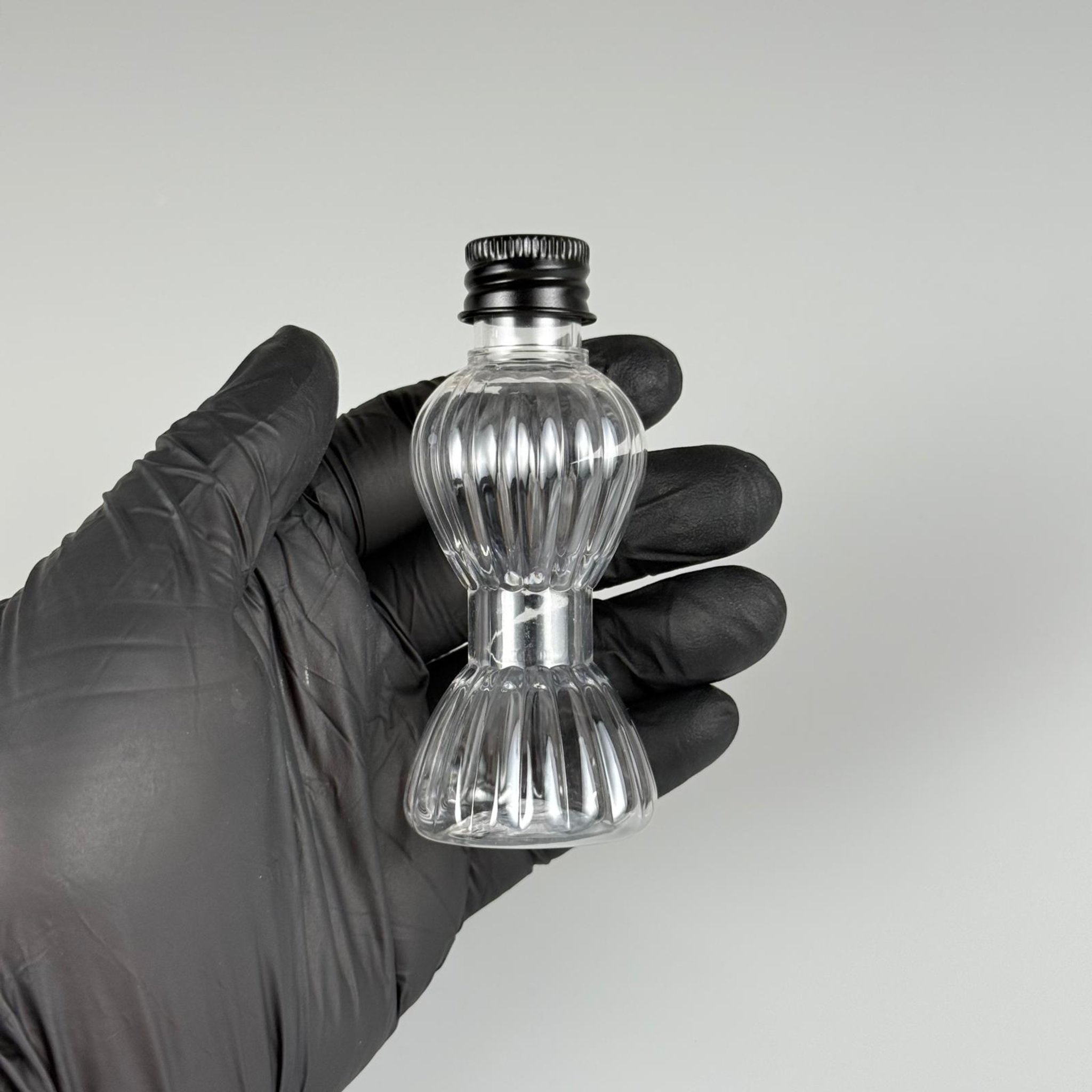 40 CC MİNİ PIRLANTA ŞİŞE + KÖPÜK CONTALI SİYAH ALÜMİNYUM METAL KAPAKLI TAKIM - 40 ML CAMPET ŞİŞE