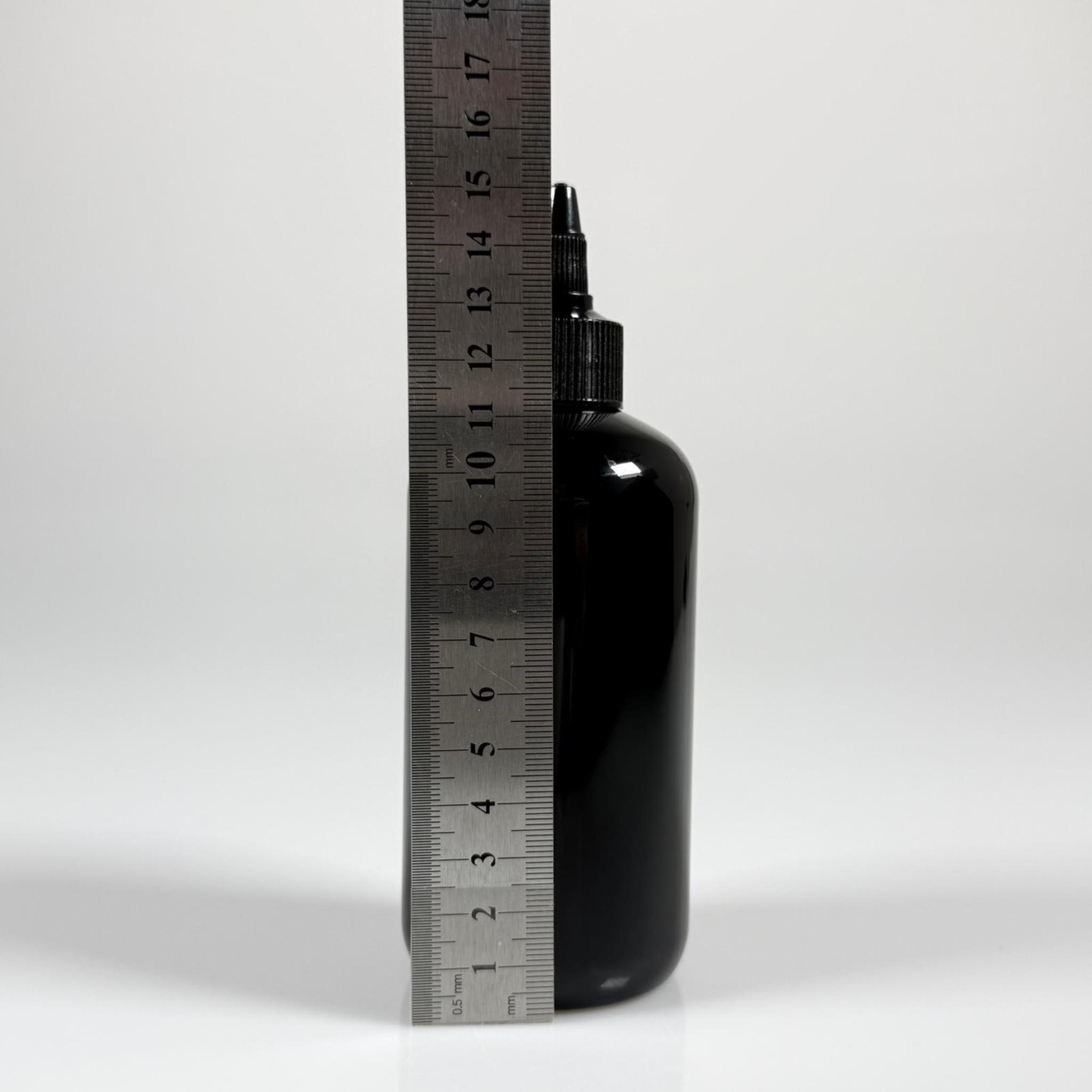 YAĞ, SOS, ACI SOS, SİRKE, SRIRACHA, MÜREKKEP, TUTKAL AKITICI VB BOŞ ŞİŞELERİ - SİYAH SİVRİ TWİST AKITICI KAPAK + 250 ML SİYAH ZEYNEP PET PLASTİK ŞİŞE TAKIM