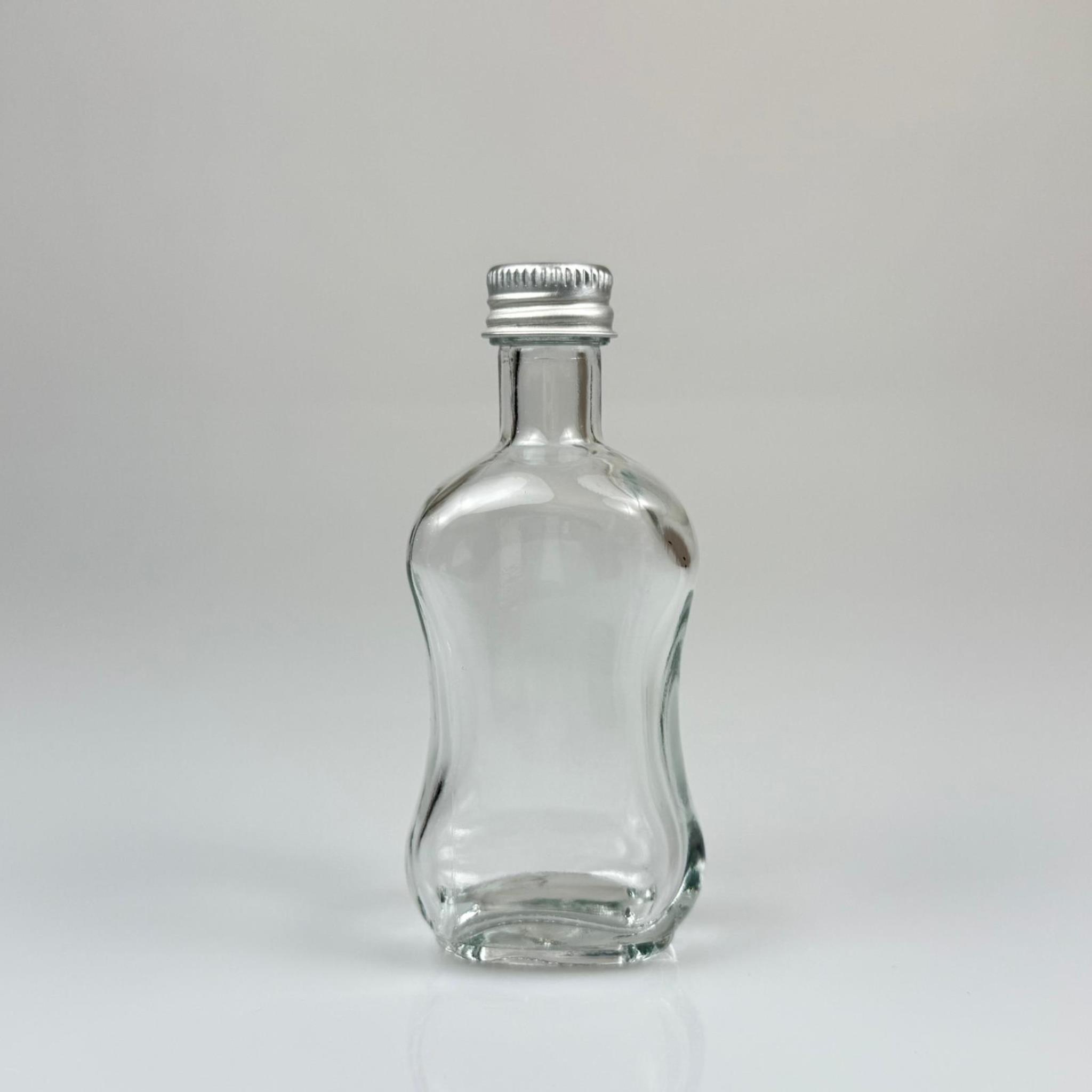 50 CC BOĞAZLI İNCE BELLİ CAM ŞİŞE - GÜMÜŞ METAL KAPAKLI - 50 ML PRESTİJLİ ŞİŞE