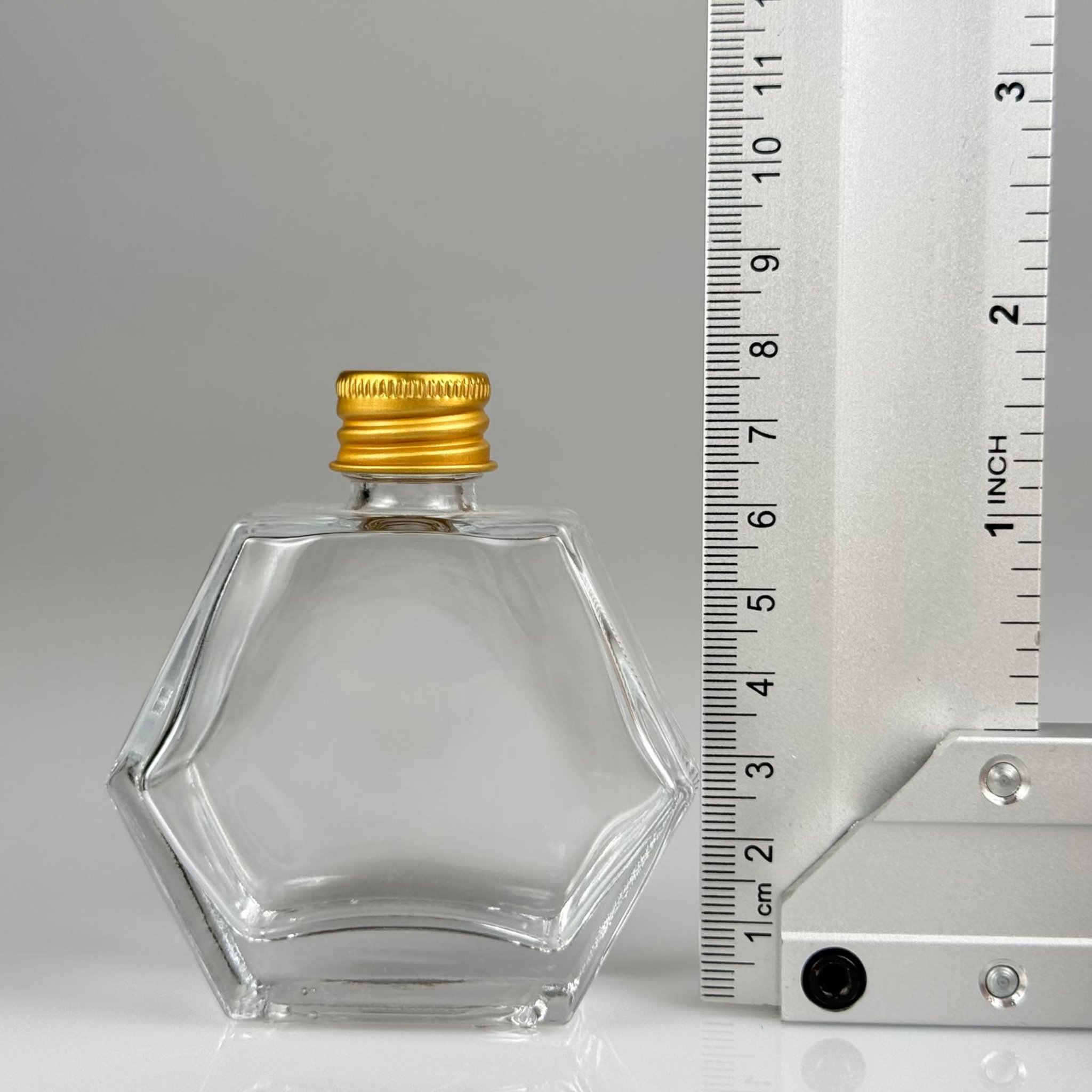 50 CC ALTIGEN CAM ŞİŞE + GOLD ALÜMİNYUM METAL KAPAKLI TAKIM - 50 ML ŞEFFAF CAM ŞİŞE