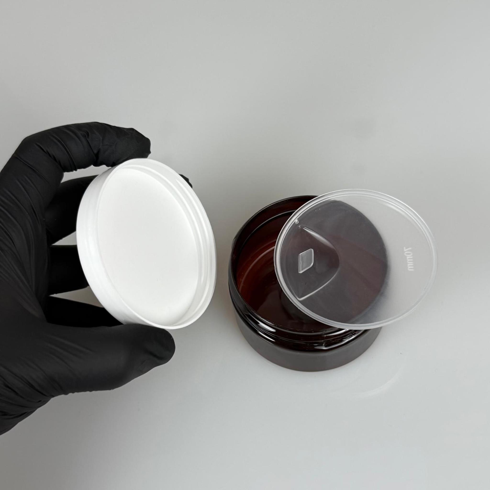 100 ML SERT PET KAVANOZ + BEYAZ PLASTİK KAPAK + İÇ TIPA - 100 CC KALIN AMBER PLASTİK KAVANOZ BEYAZ PLASTİK KAPAKLI İÇ TIPALI TAKIM - KREM KAVANOZLARI