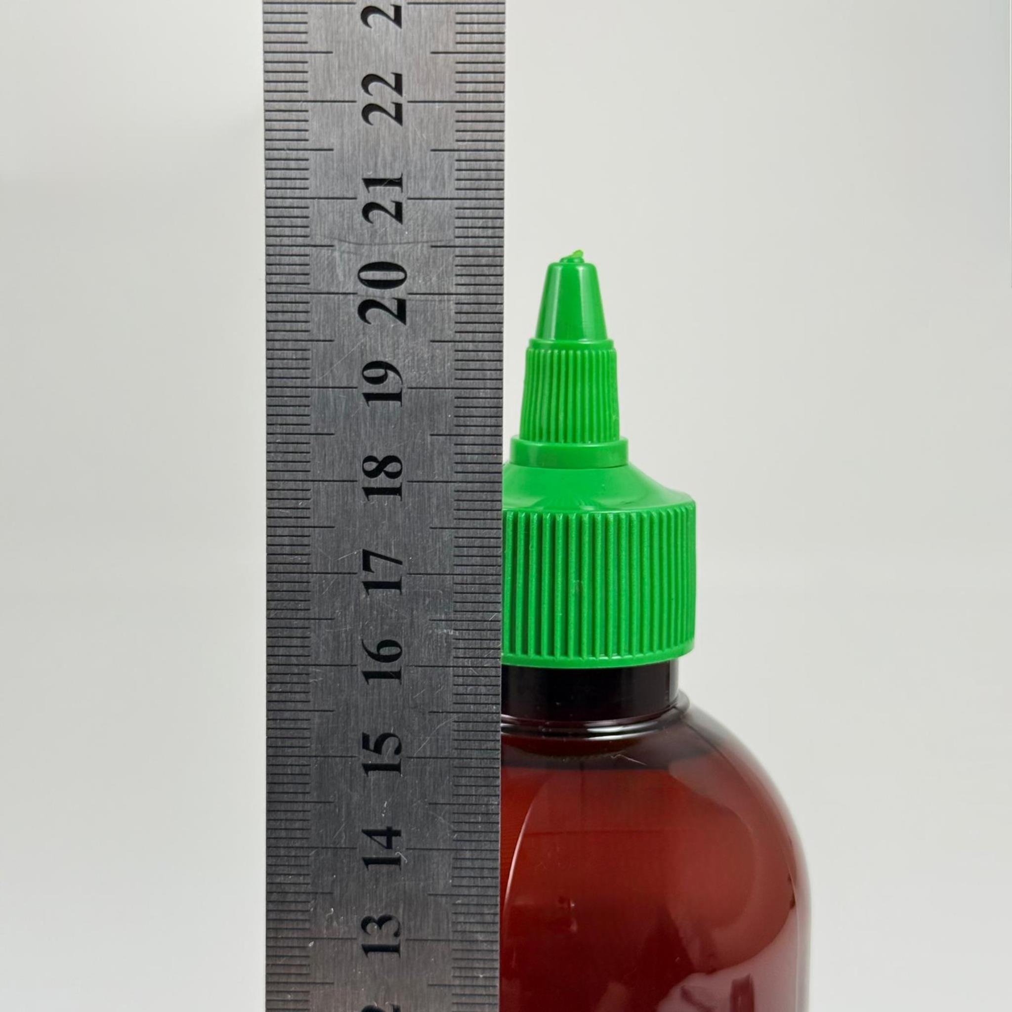 ZEYTİNYAĞI, SOS, ACI SOS, SİRKE, SRIRACHA VB BOŞ ŞİŞELERİ - YEŞİL SİVRİ TWİST AKITICI KAPAK + 400 ML AMBER PET PLASTİK ŞİŞE TAKIM