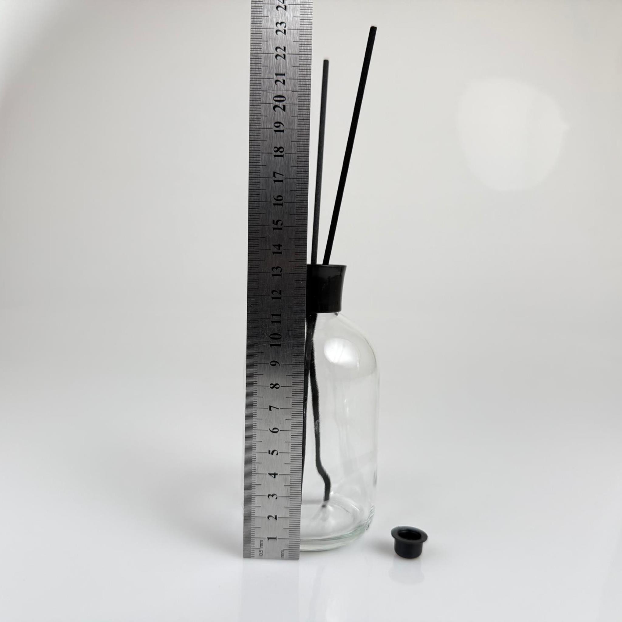 250 CC ŞEFFAF CAM BAMBU ODA KOKUSU ŞİŞESİ - 250 ML ÇUBUKLU BAMBU ODA KOKUSU ŞİŞESİ - DİFÜZÖR ŞİŞE- CAM ŞİŞE + SİYAH LÜX KAPAK + SİYAH TIPA + 3 ADET FİBER SİYAH BAMBU ÇUBUK