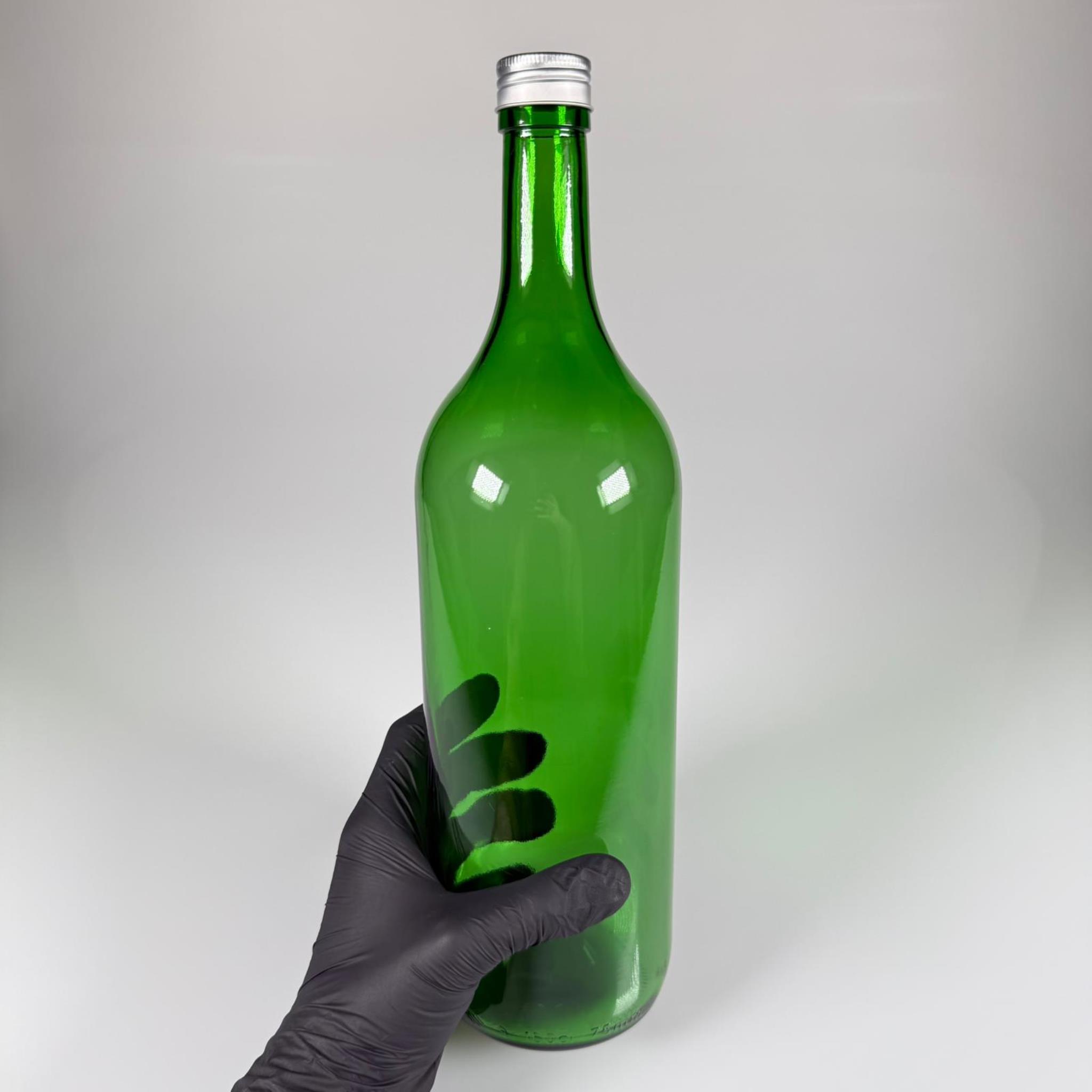 1500 CC YEŞİL CAM ŞİŞE - GÜMÜŞ METAL ALÜMİNYUM KAPAKLI - 1500 ML YAĞ ŞİŞESİ - SİRKE ŞİŞESİ - 1,5 LİTRE CAM ŞİŞE