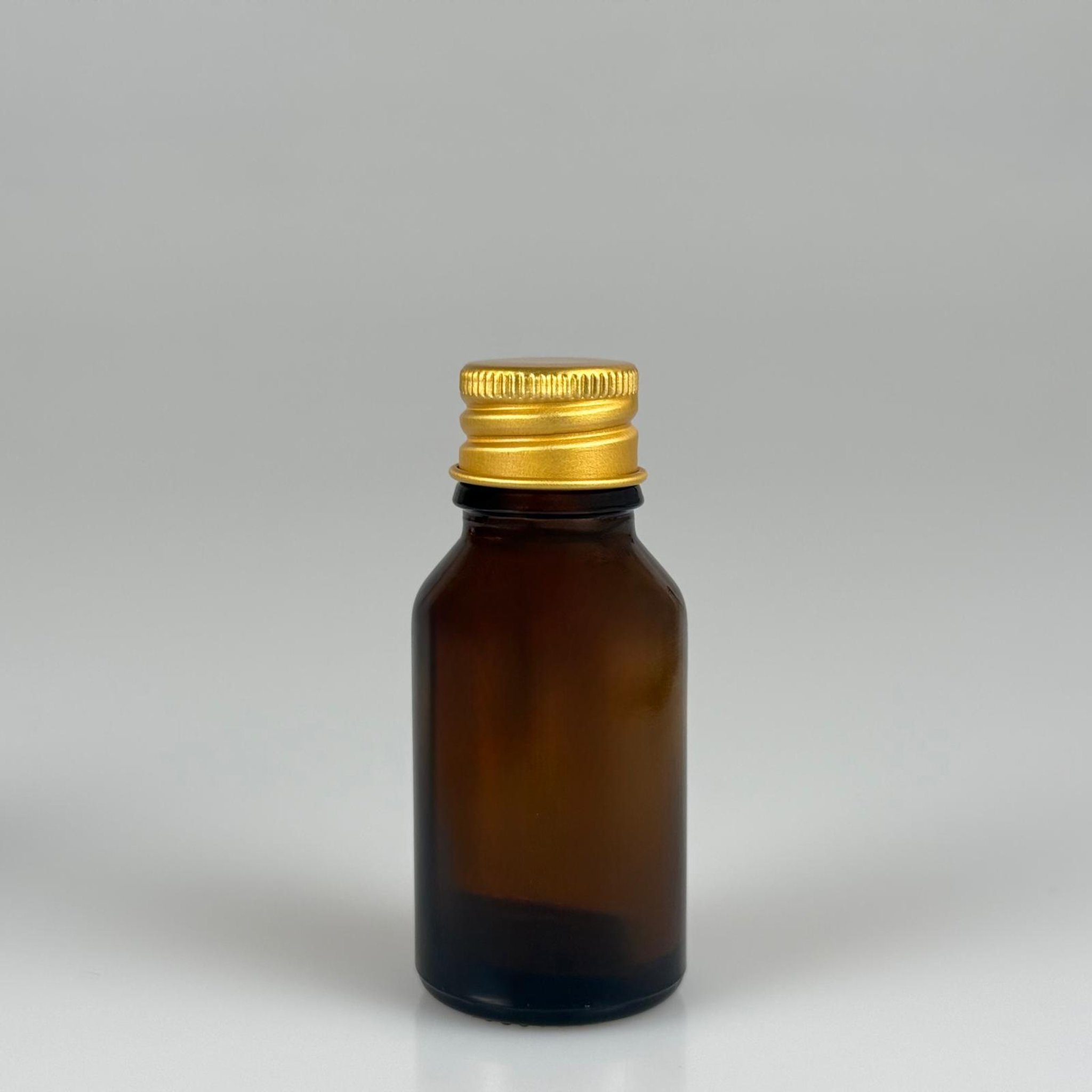 15 CC AMBER CAM ŞİŞE + KÖPÜK CONTALI GOLD ALÜMİNYUM METAL KAPAKLI TAKIM - 15 ML KAHVERENGİ CAM ŞİŞE
