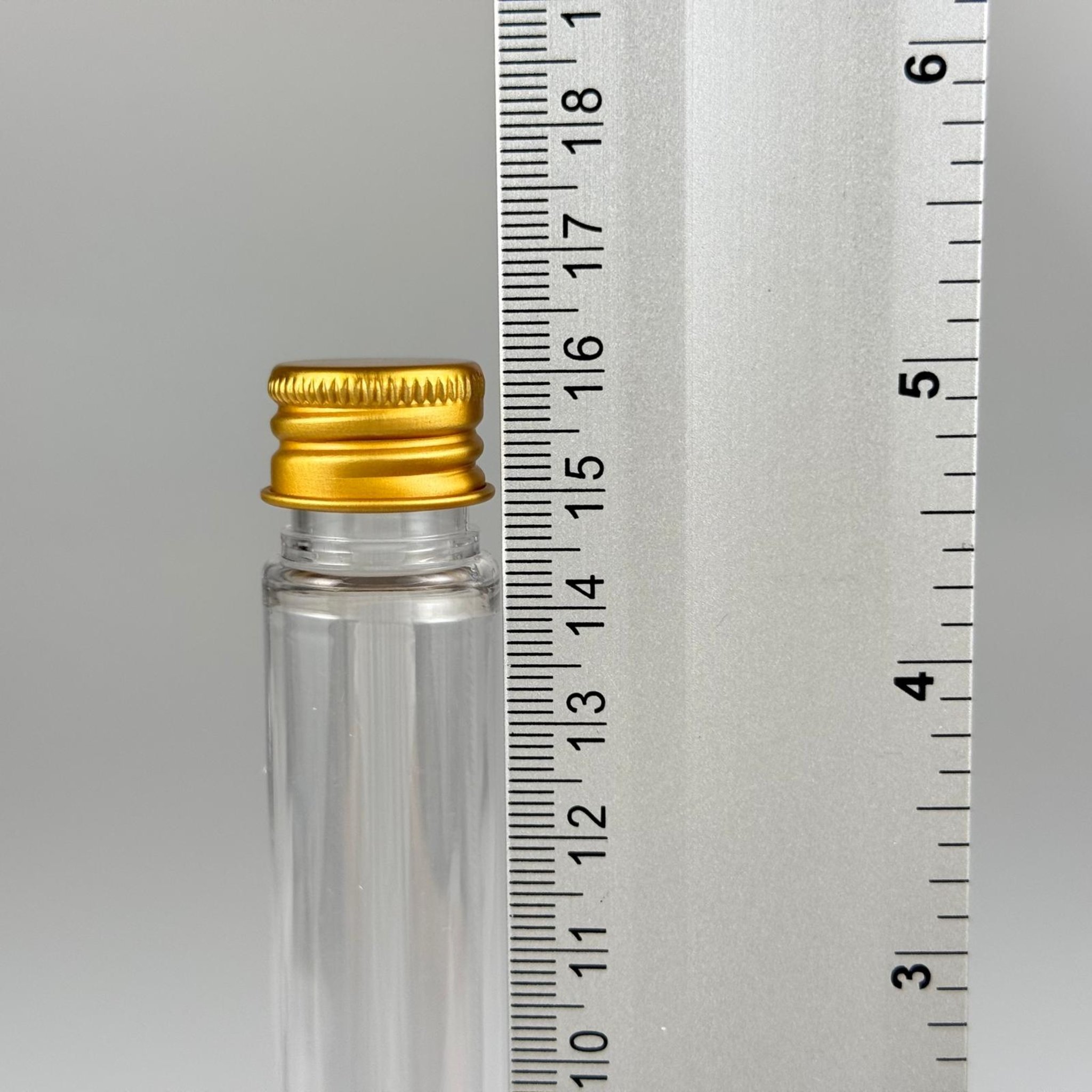 45 CC UZUN İNCE PET ŞİŞE + KÖPÜK CONTALI GOLD ALÜMİNYUM METAL KAPAKLI TAKIM - VANİLYA ÇUBUĞU, BAHARAT, DENEY TÜPÜ VB İÇİN 16 CM PLASTİK TÜP