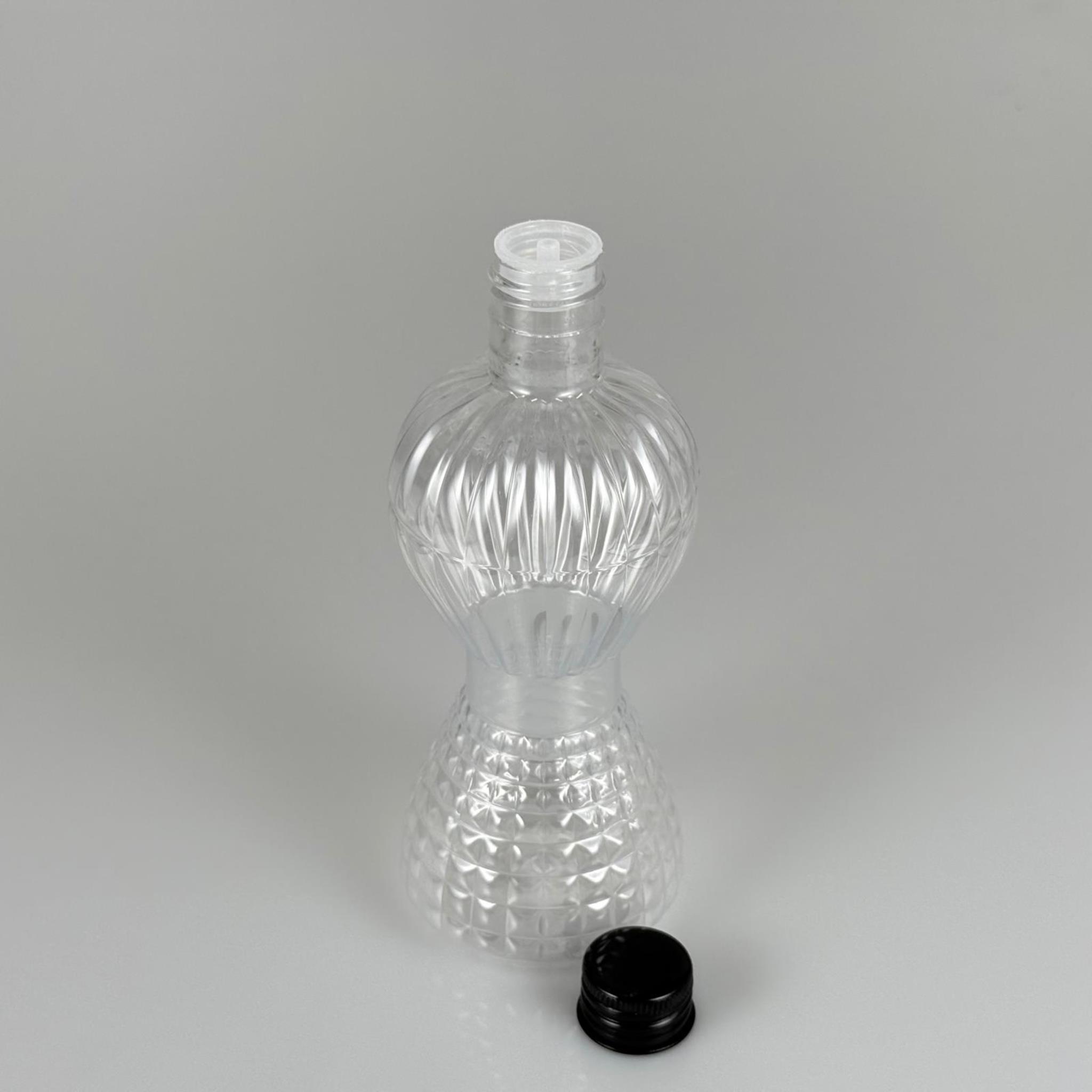 300 CC PIRLANTA ŞİŞE (CAMPET) 24 AĞIZ + KÖPÜK CONTALI SİYAH METAL ALÜMİNYUM KAPAK + KOLONYA TIPALI TAKIM - 300 ML KAPAKLI PLASTİK ŞİŞELER