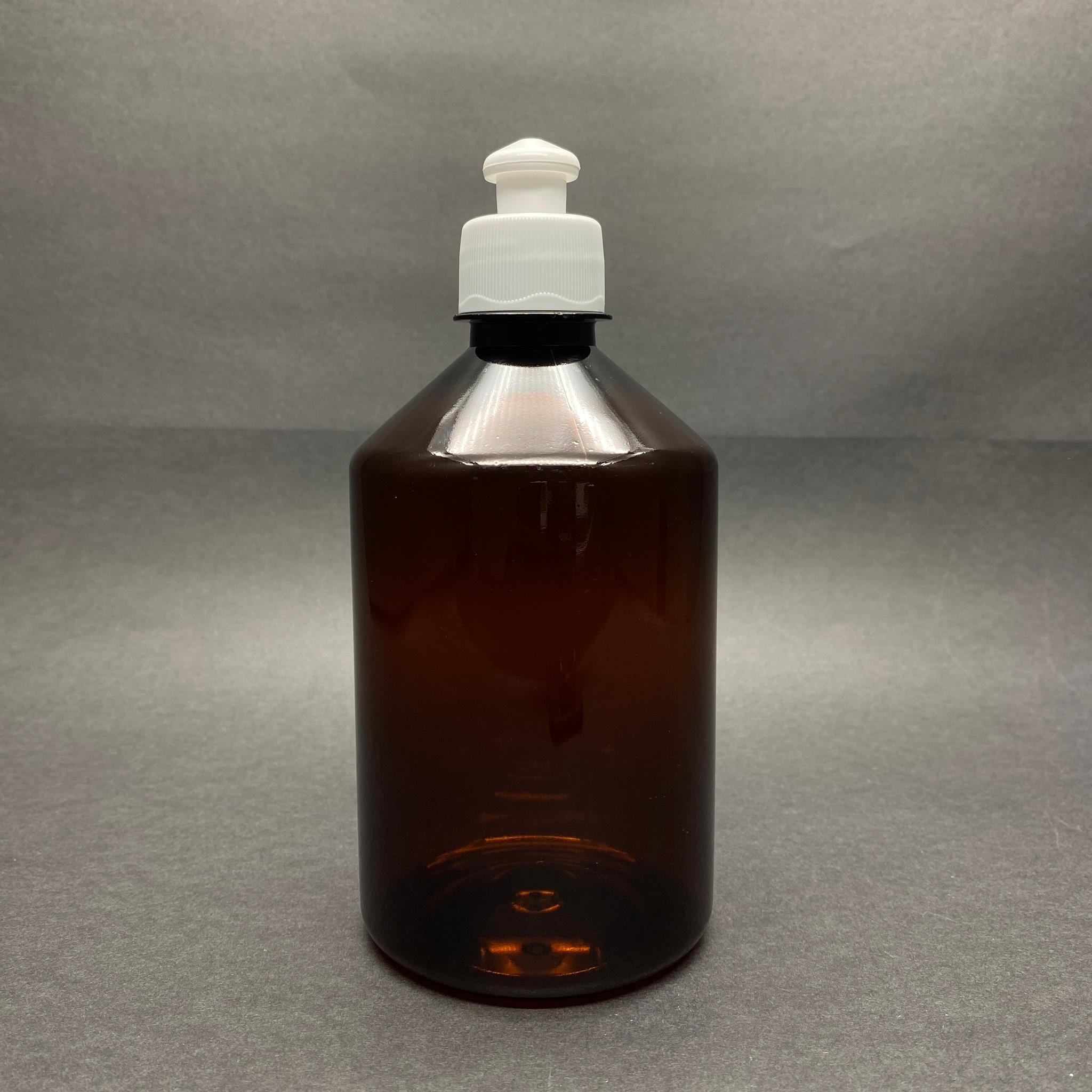 500 CC AMBER PLASTİK ŞİŞE - BEYAZ AKITICILI PUSH-PULL KAPAKLI - 500 ML KAHVERENGİ BOŞ PLASTİK ŞİŞE