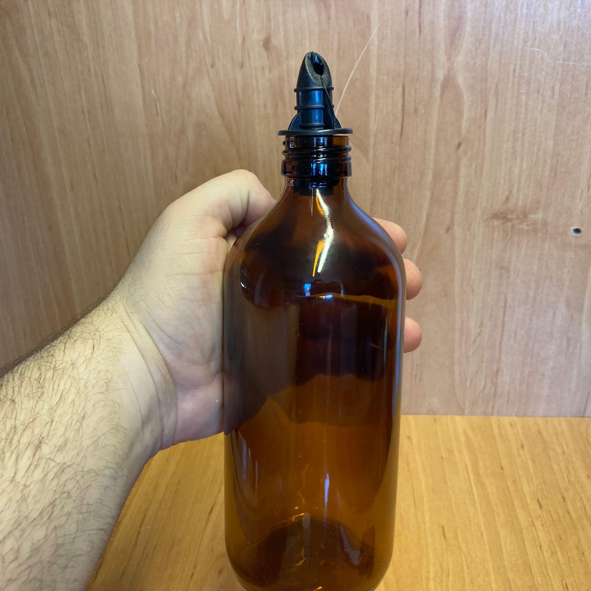 500 CC AMBER TOMBUL YAĞDANLIK ŞİŞESİ - 500 ML CAM YAĞLIK SİRKELİK ŞİŞE - SİYAH AKITICILI