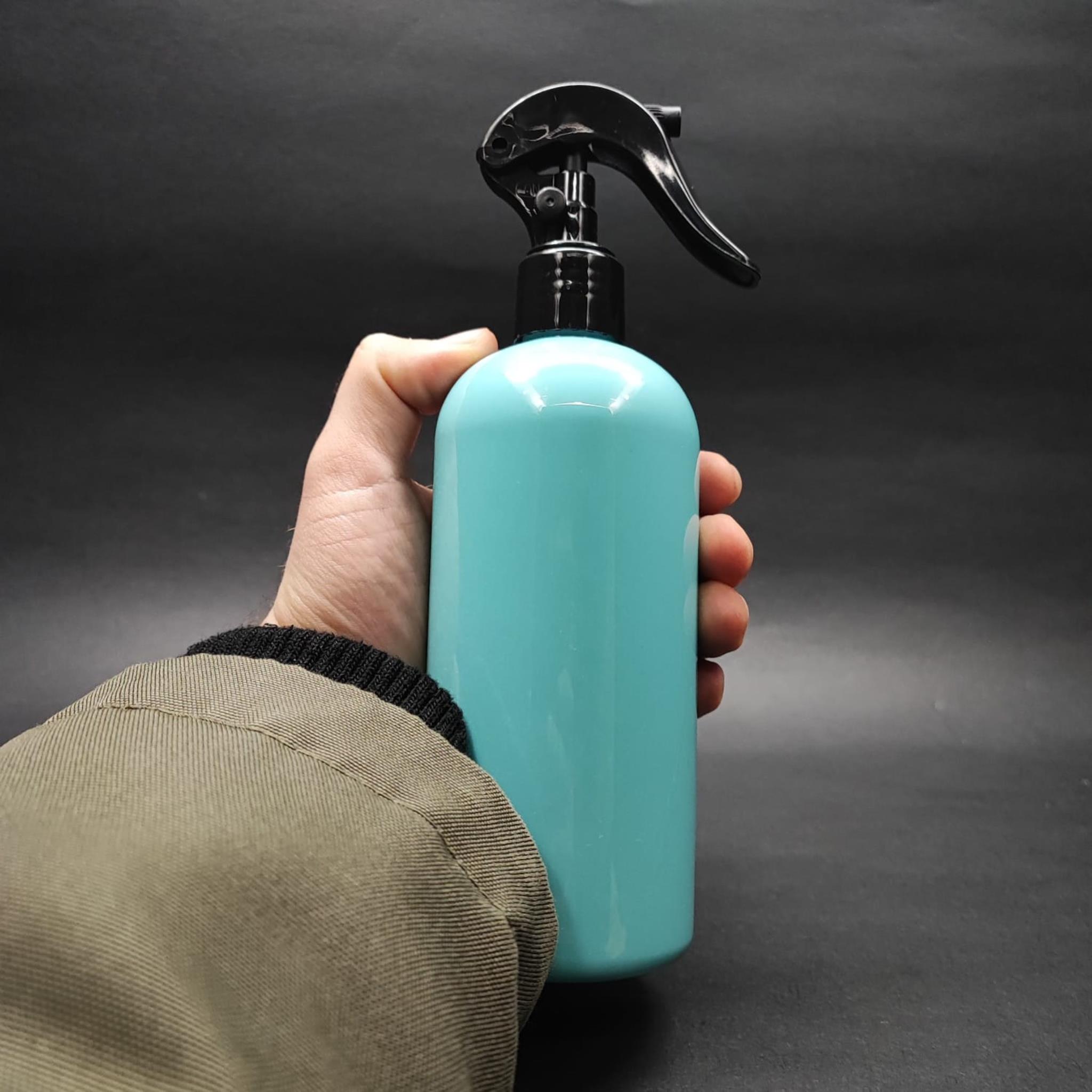 400 CC OVAL BOYUNLU SİLİNDİR PET ŞİŞE (30 GR) - SİYAH TRİGER SPREYLİ - 400 ML PLASTİK ŞİŞE - TURKUAZ