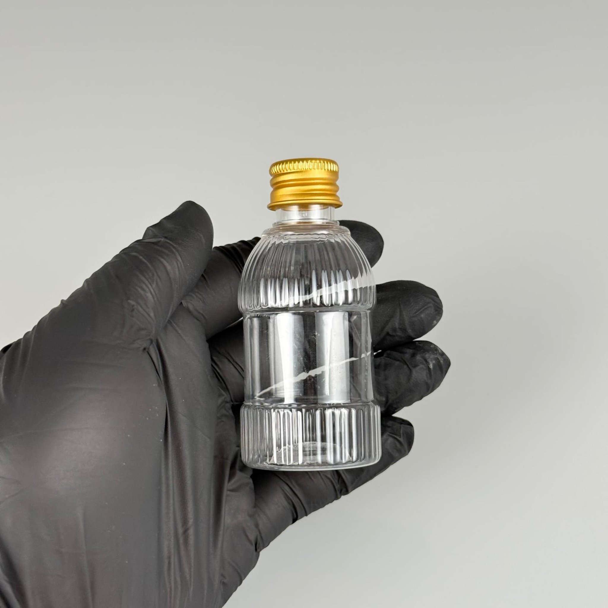 50 CC MANDALİNA MODEL PET ŞİŞE + KÖPÜK CONTALI GOLD ALÜMİNYUM METAL KAPAKLI TAKIM - 50 ML TOMBUL PET ŞİŞE