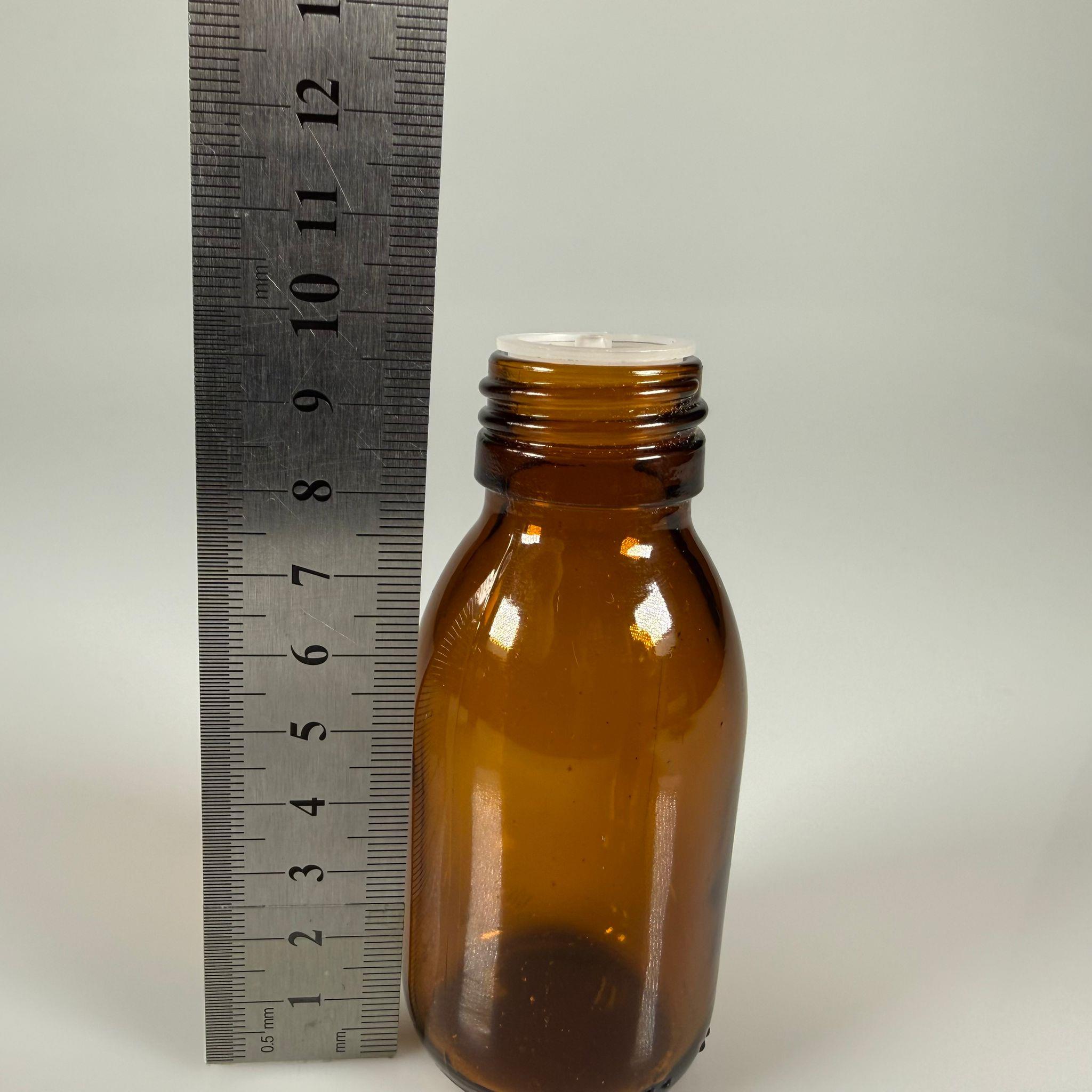 75 ML DOLUMU KOLAY, GENİŞ AĞIZLI İÇTEN DAMLALIKLI ŞİŞE (28 MM AĞIZ)  - 75 CC BEYAZ CONTALI KAPAKLI İÇTEN DAMLALIKLI CAM ECZA ŞİŞESİ - AMBER KAHVERENGİ