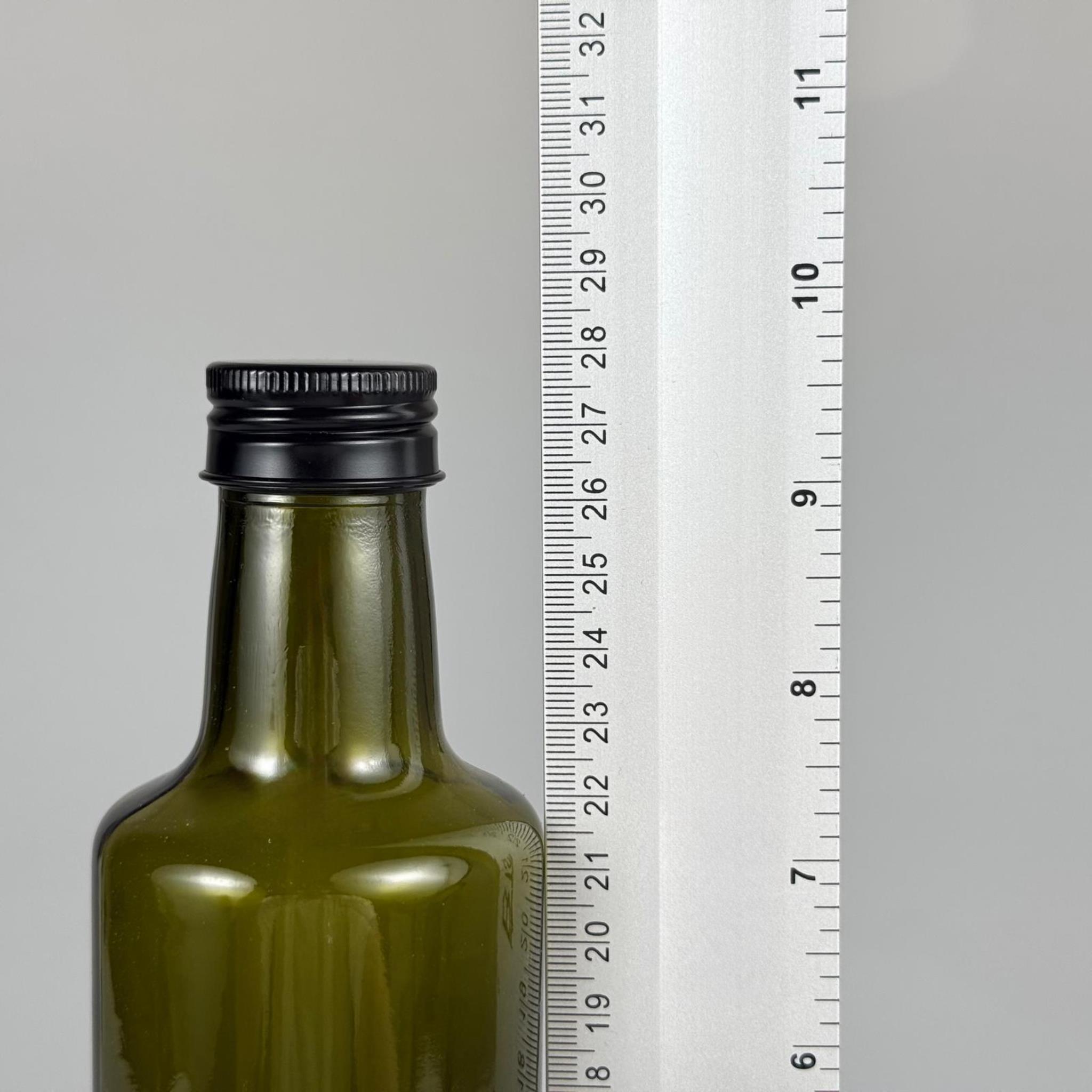 500 CC YEŞİL DORİKA CAM ŞİŞE - SİYAH METAL ALÜMİNYUM KAPAKLI - 500 ML DORİKA YAĞ ŞİŞESİ - SİRKE ŞİŞESİ