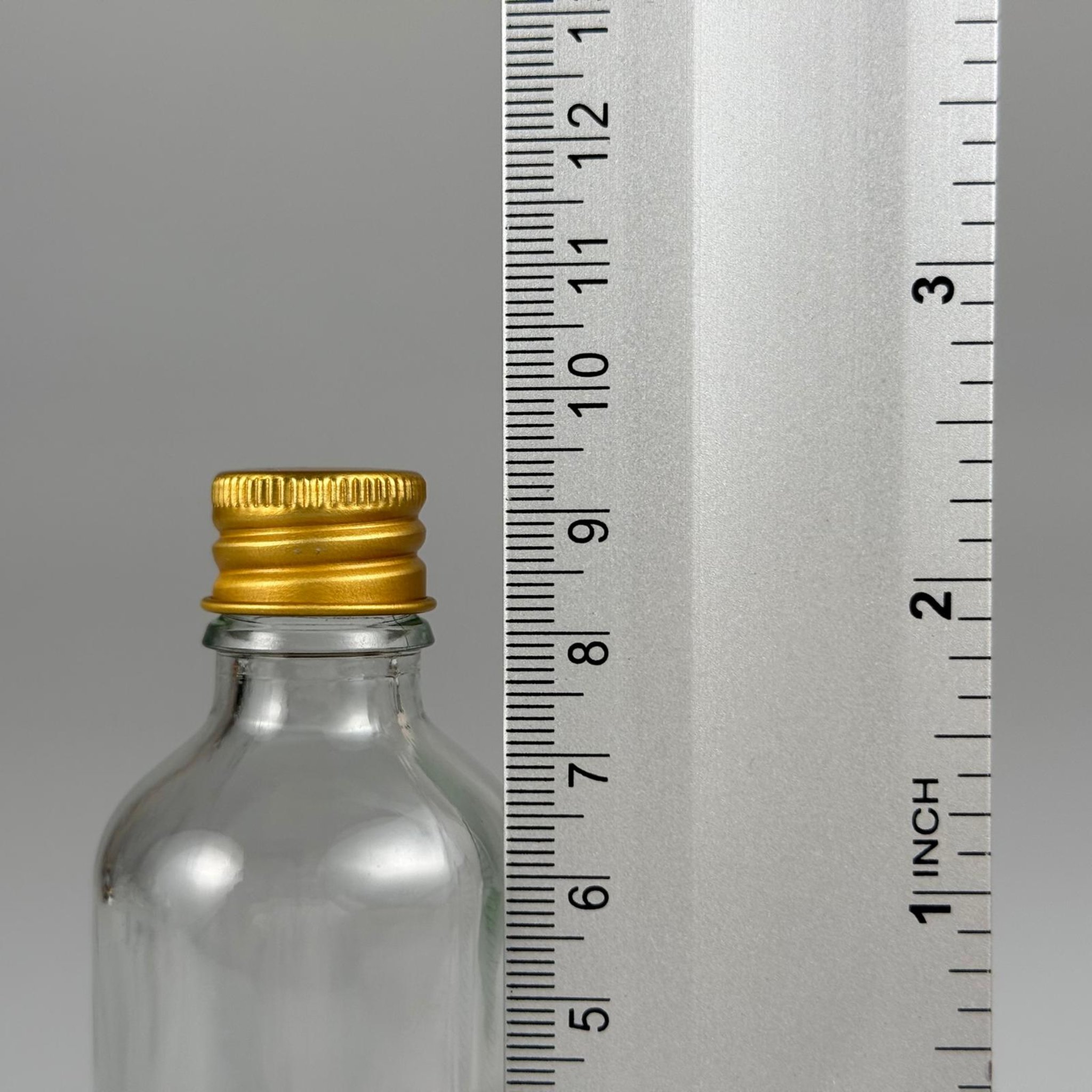 50 CC ŞEFFAF CAM ŞİŞE + KÖPÜK CONTALI GOLD ALÜMİNYUM METAL KAPAKLI + KOLONYA TIPALI TAKIM - 50 ML ŞEFFAF CAM ŞİŞE