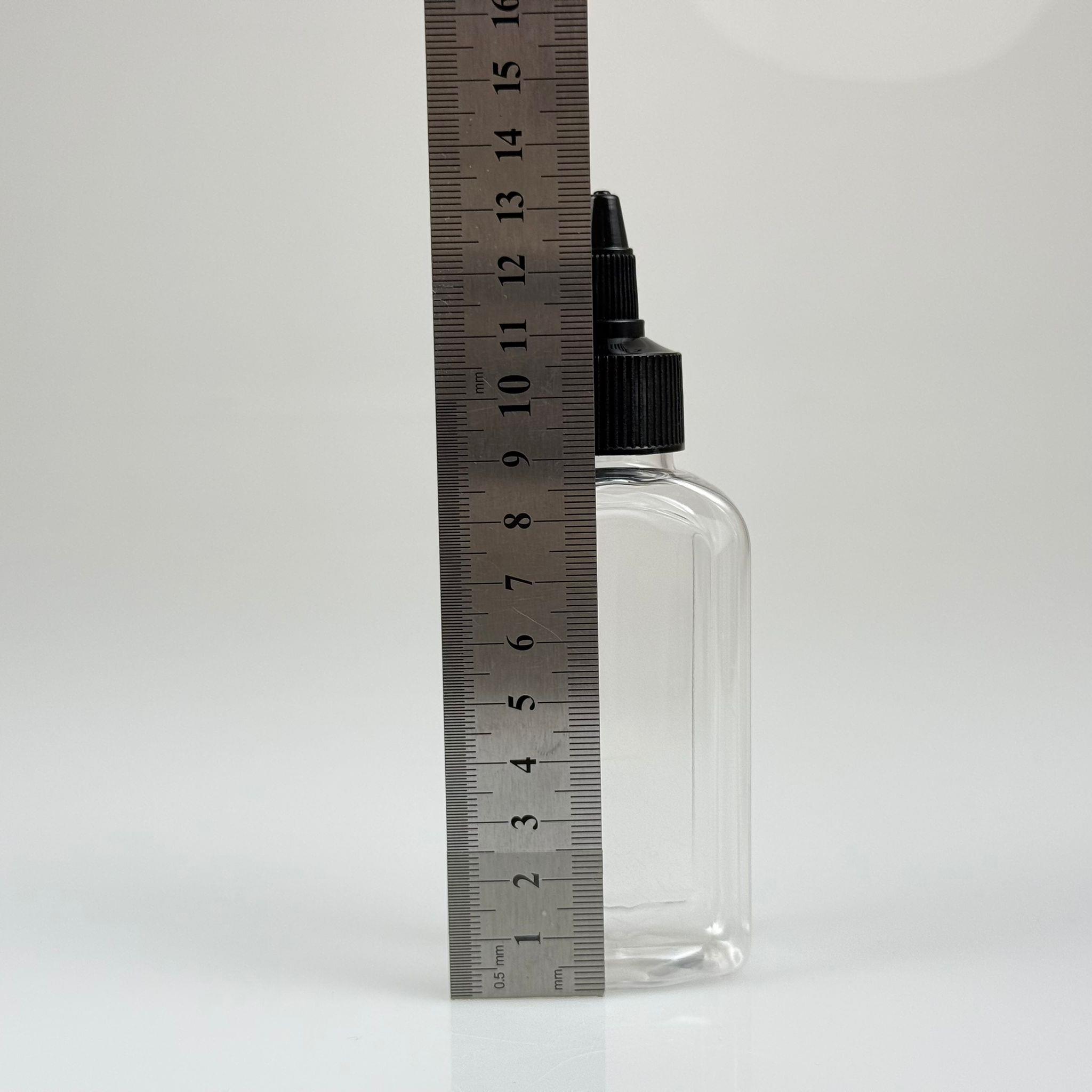 YAĞ, SOS, ACI SOS, SİRKE, SRIRACHA, MÜREKKEP, TUTKAL AKITICI VB BOŞ ŞİŞELERİ - SİYAH SİVRİ TWİST AKITICI KAPAK + 100 ML YASSI KÖŞELİ SERT PET PLASTİK ŞİŞE TAKIM