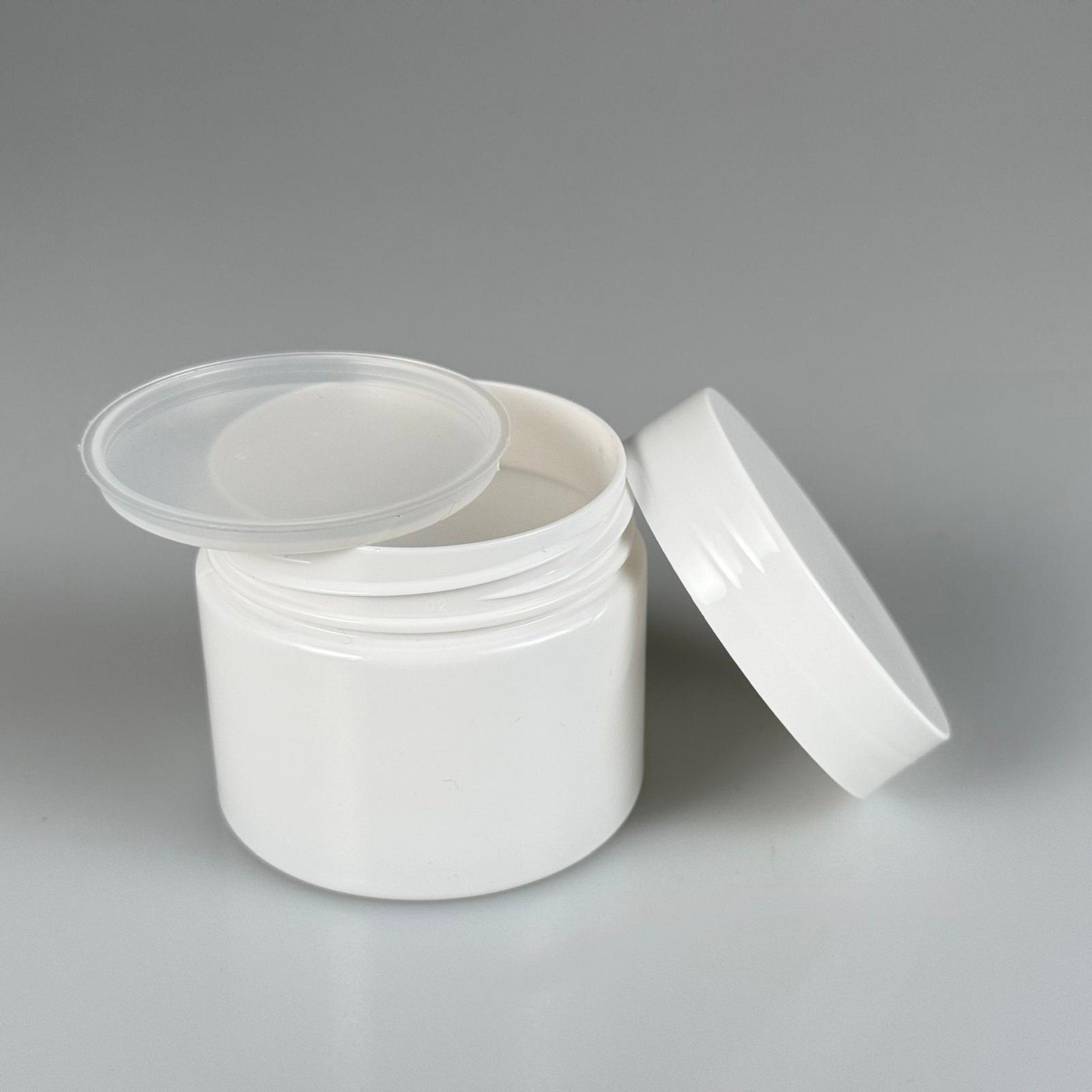100 CC BEYAZ PET KAVANOZ - BEYAZ KAPAKLI - İÇ TIPALI  - 100 ML PLASTİK KREM KAVANOZU