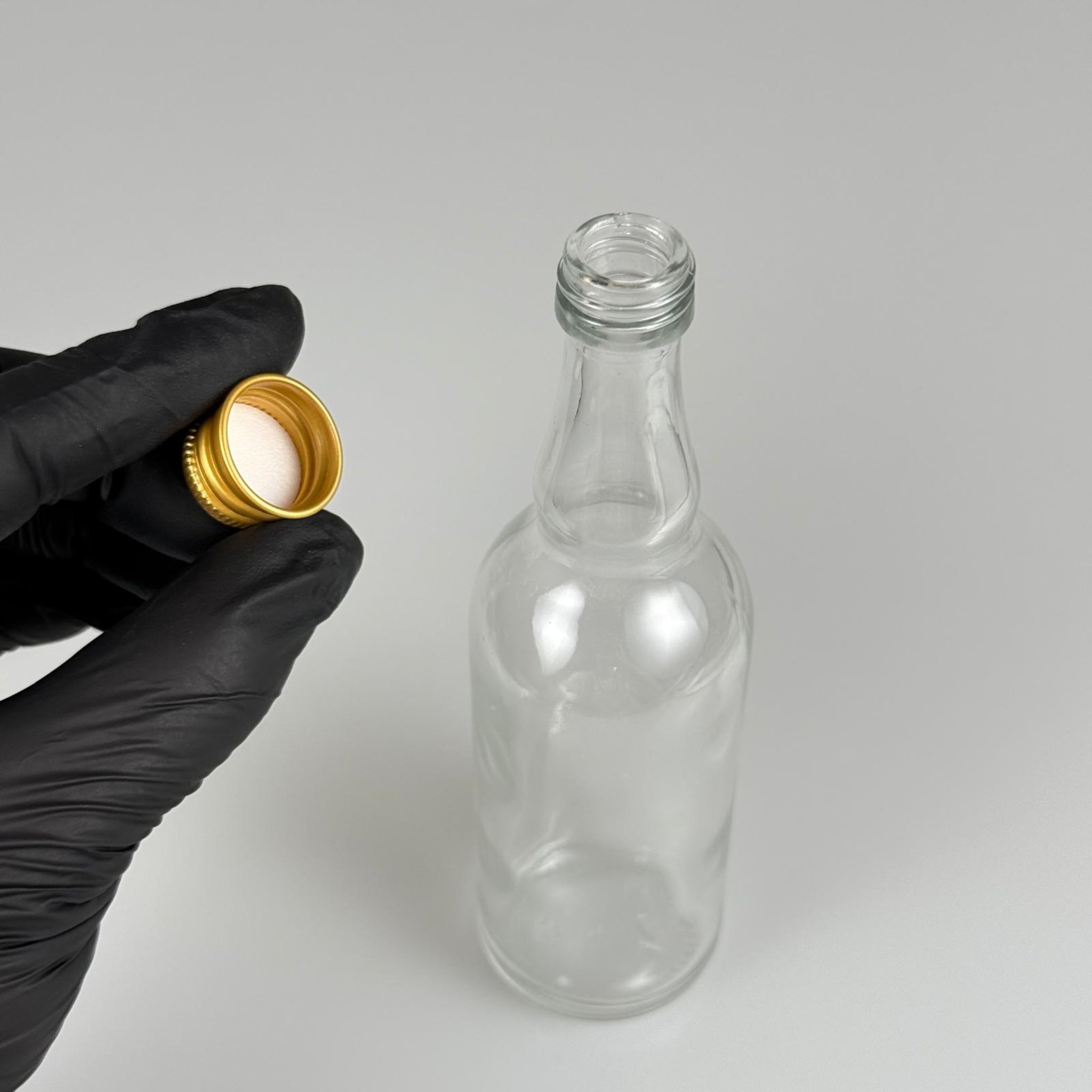 100 CC ŞEFFAF CAM BOĞUMLU SOS ŞİŞESİ + GOLD ALÜMİNYUM METAL KAPAKLI TAKIM - 100 ML SOS ŞİŞESİ