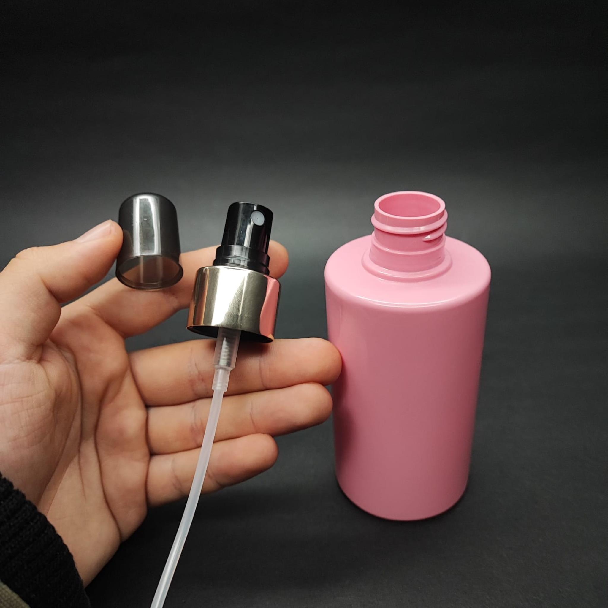 200 CC KÜT BOYUNLU SİLİNDİR PET ŞİŞE (24 GR) - GOLD SPREYLİ - 200 ML PLASTİK ŞİŞE - PEMBE