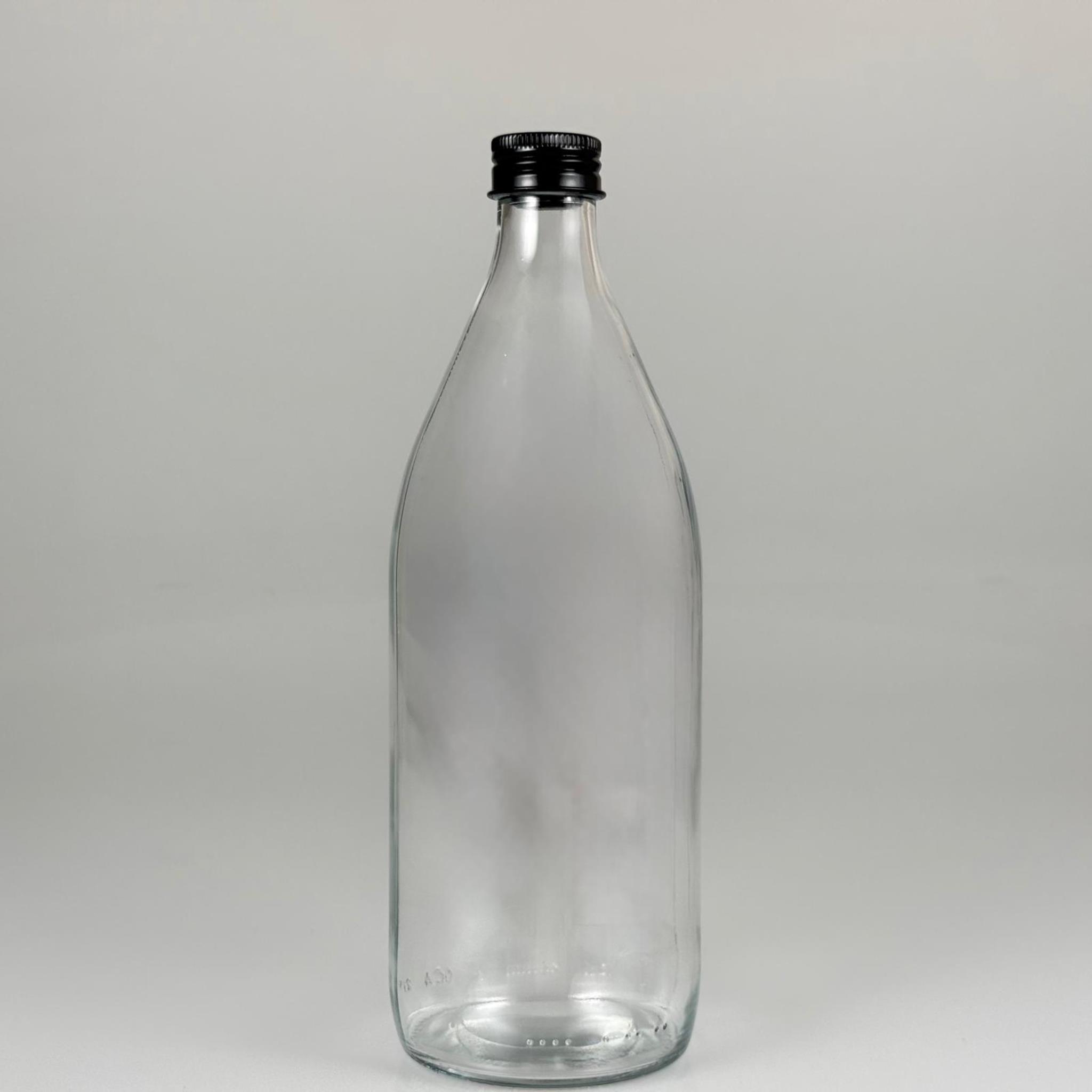 750 ML LÜKS CAM SU ŞİŞESİ - 750 CC BOŞ CAM SU ŞİŞELERİ - SİYAH ALÜMİNYUM METAL KAPAKLI (ELLE AÇILIP KAPANABİLİR) - RESTORAN, CAFE, OTEL VS İÇİN PREMİUM CAM ŞİŞE
