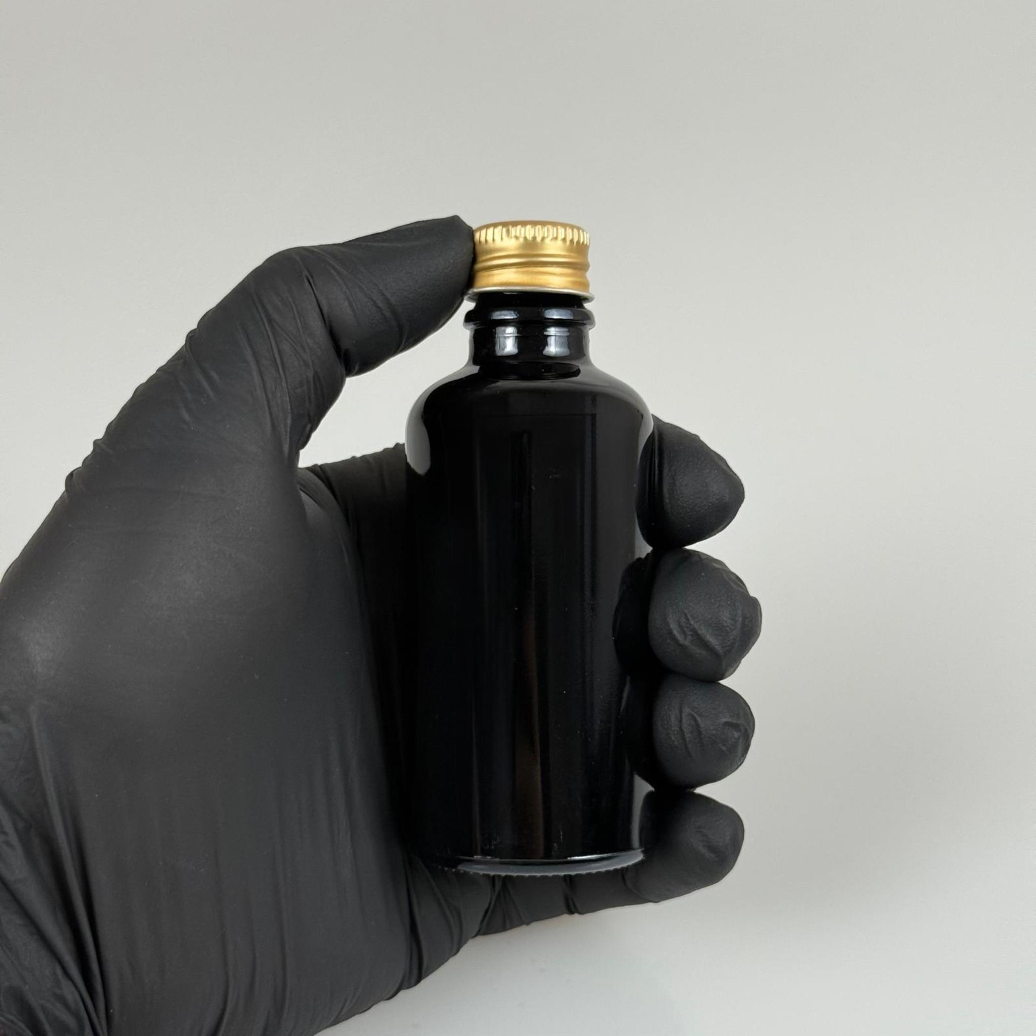 50 CC SİYAH İÇTEN DAMLALIKLI - GOLD METAL KAPAKLI CAM ŞİŞE - 50 ML KOLONYA TIPALI CAM ŞİŞE