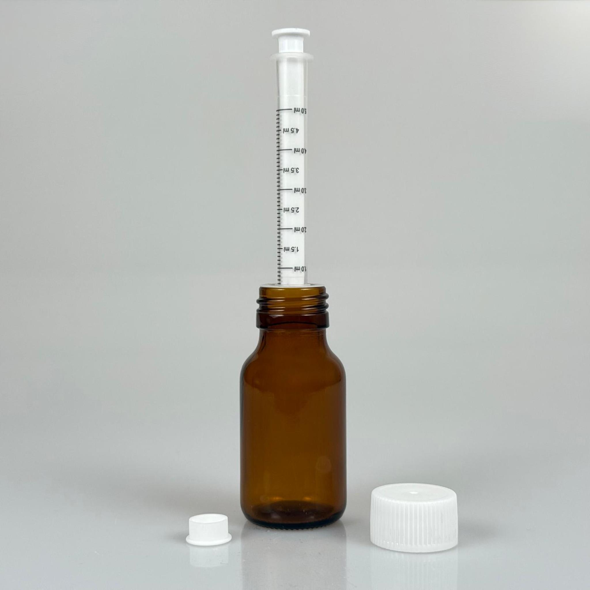 50 ML CAM ECZA ŞİŞESİ + 5 ML DOZAJ PİPETİ + DOZAJ TIPASI + CONTALI PLASTİK KAPAK TAKIM