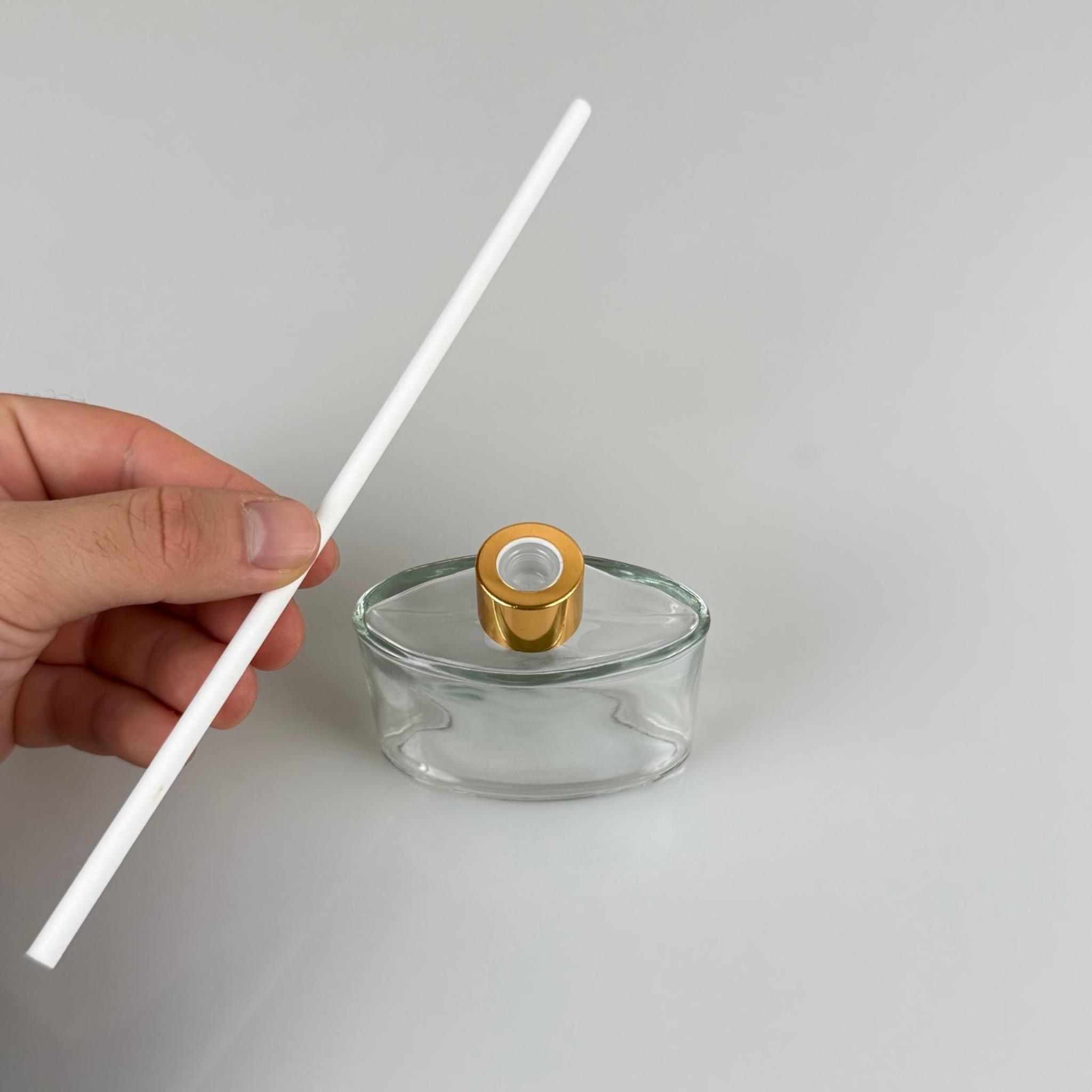 YASSI MODEL CAM BAMBU ODA KOKUSU ŞİŞESİ + METAL GOLD KAPAK + TIPA + KALIN BEYAZ FİBER BAMBU ÇUBUK - 50 ML SET TAKIM - HEDİYELİK PROMOSYON DİFFUSER ŞİŞELERİ