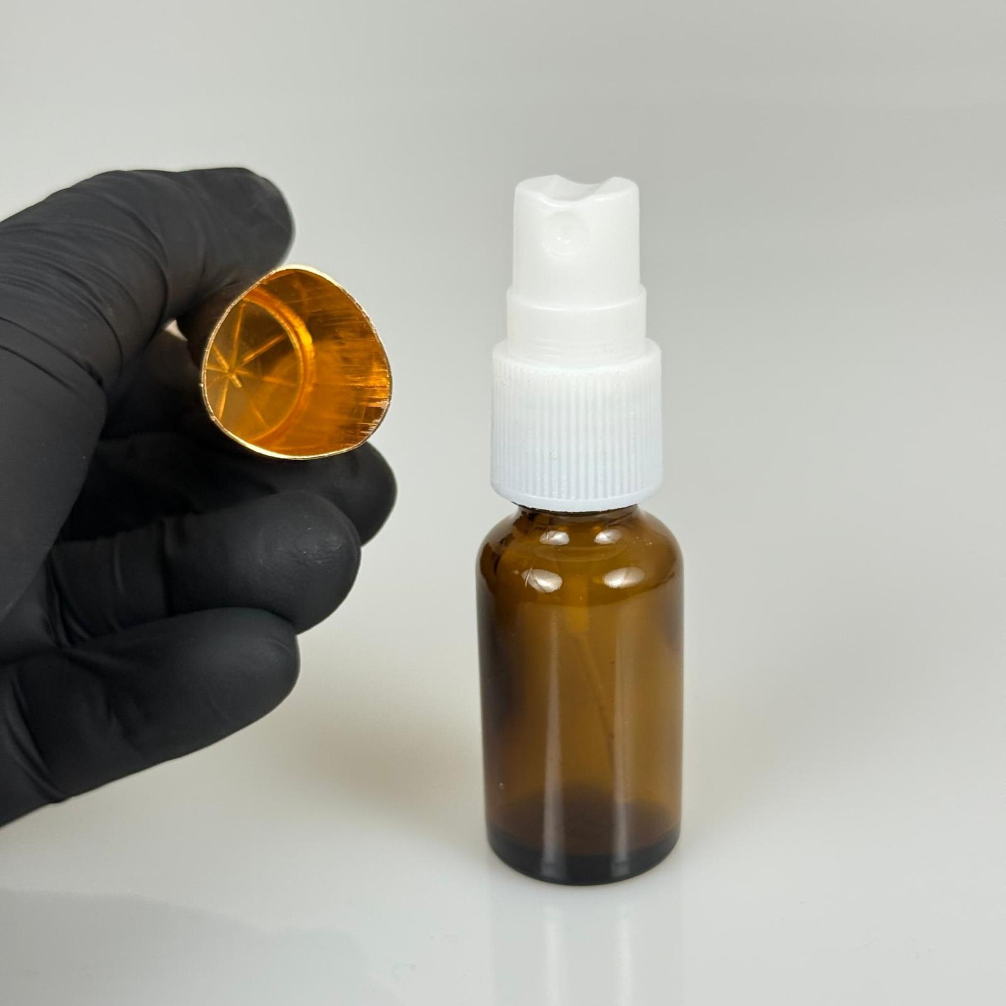 10 ML CAM KOLONYA, PARFÜM VB ŞİŞELERİ - METAL ALÜMİNYUM GOLD KAPAK + VİDALI SPREY + 10 CC AMBER CAM ŞİŞE SET TAKIM