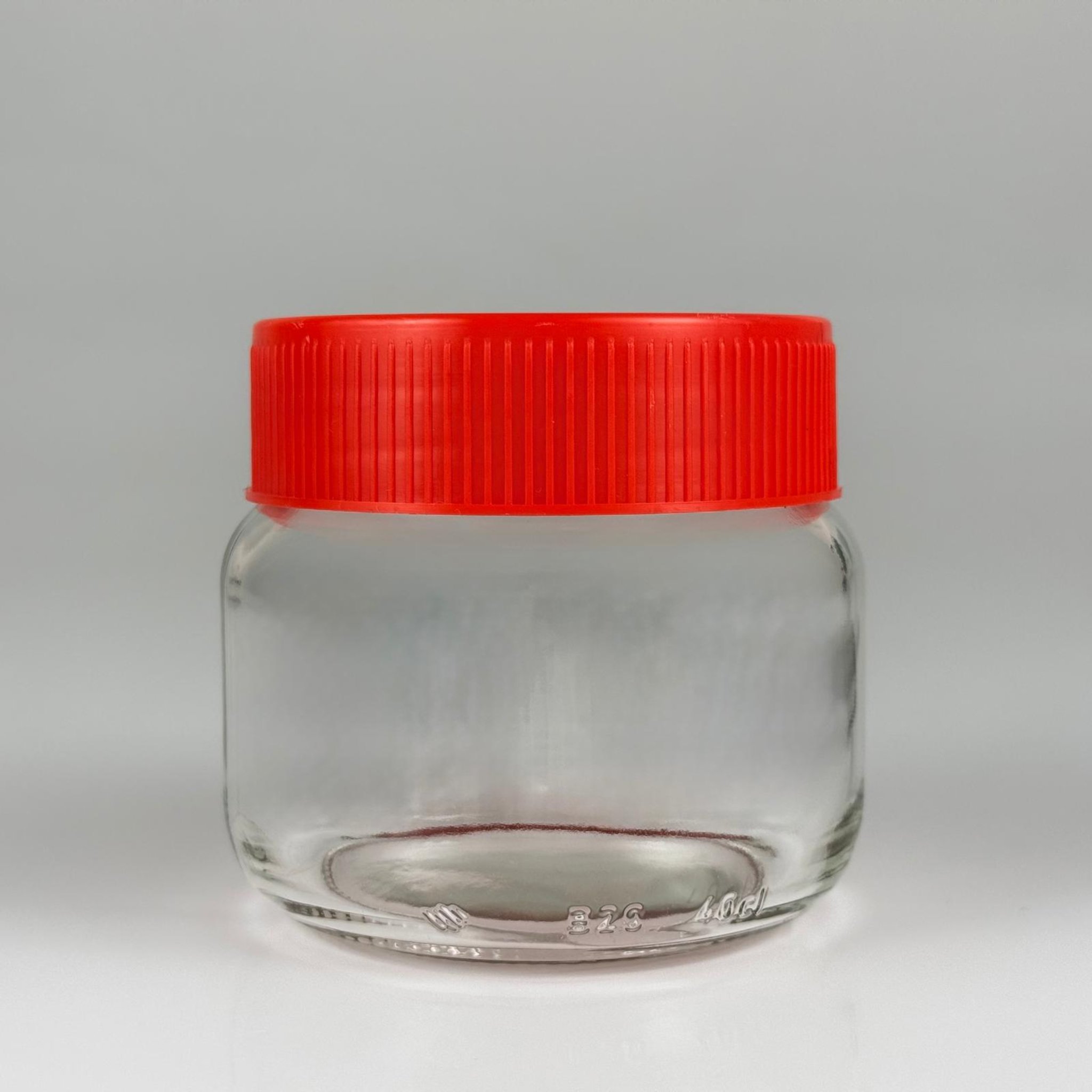 400 CC BASIK CAM KAVANOZ - KIRMIZI PLASTİK KAPAKLI - 400 ML CAM KAVANOZ - KESTANE ŞEKERİ KAVANOZU