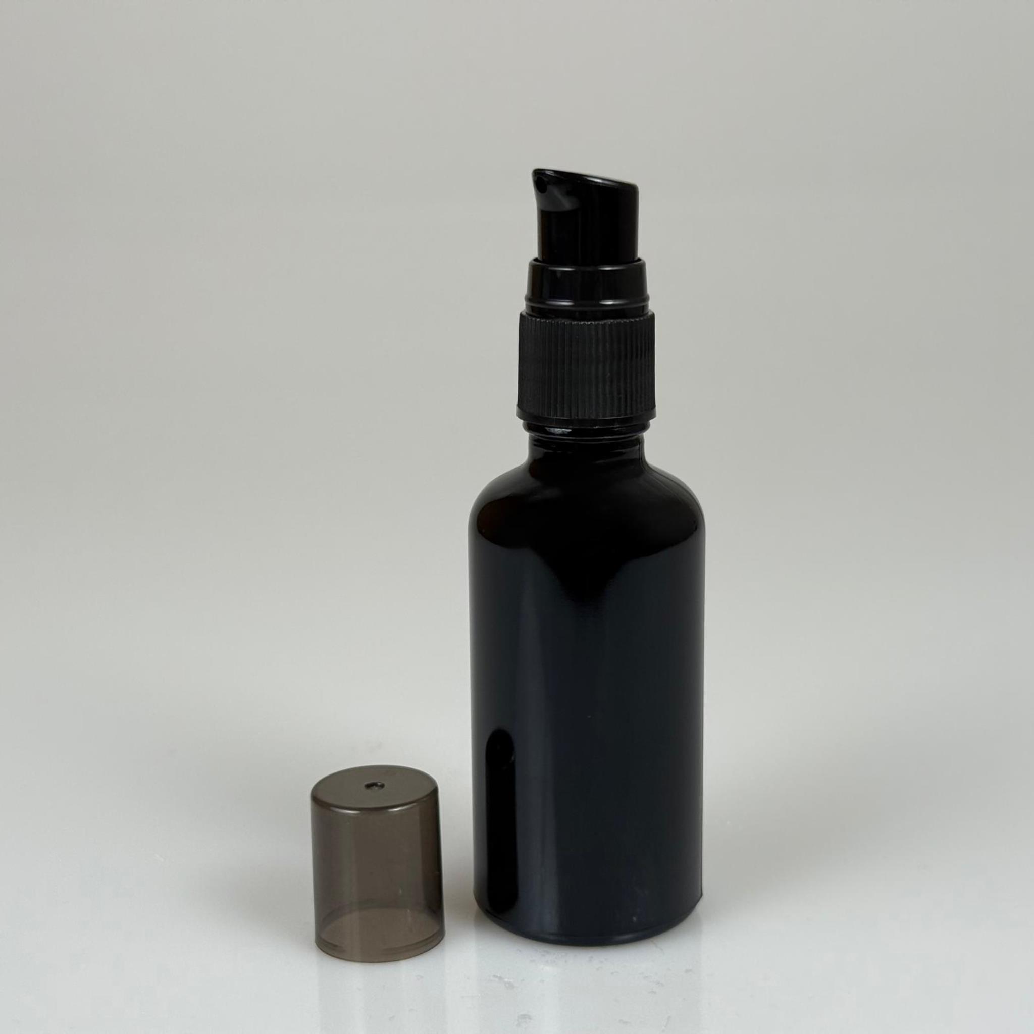 50 CC SİYAH CAM ŞİŞE SİYAH LOSYON POMPALI TAKIM - 50 ML POMPALI CAM ŞİŞE