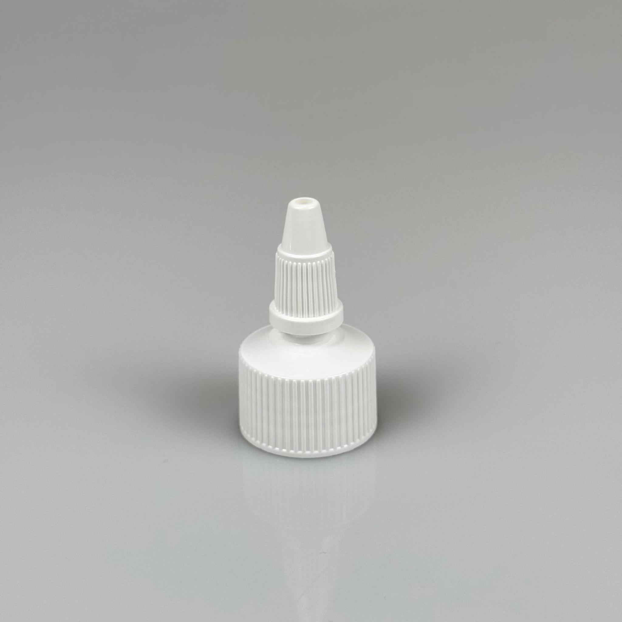 24 MM TWİST ASANSÖR SİVRİ BEYAZ KAPAK - ZEYTİNYAĞ, SOS, MÜREKKEP, ŞAMPUAN, TUTKAL KARTUŞ İÇİN AKITICILI PLASTİK KAPAK