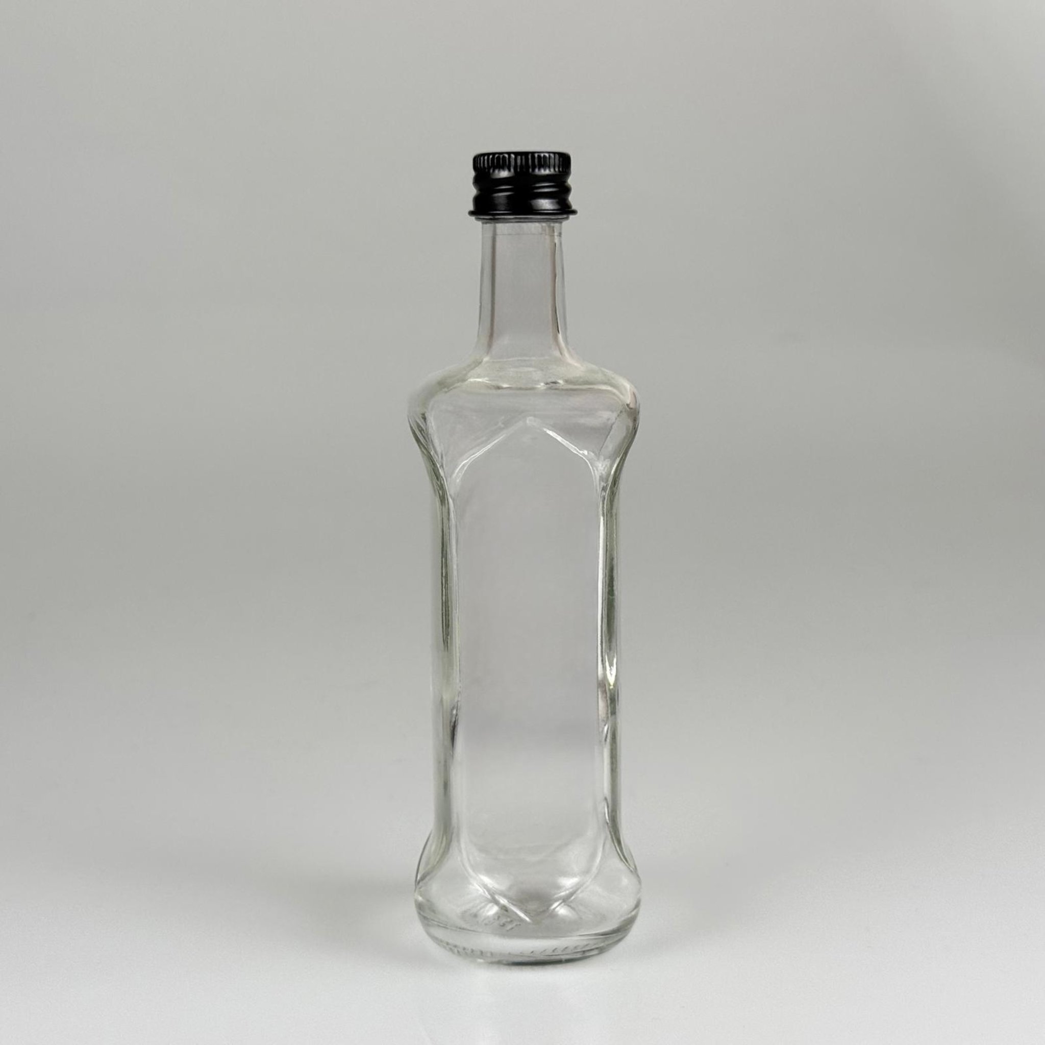 100 CC ŞEFFAF CAM DORİKA  ŞİŞE + SİYAH ALÜMİNYUM METAL KAPAKLI TAKIM - 100 ML SOS ŞİŞESİ