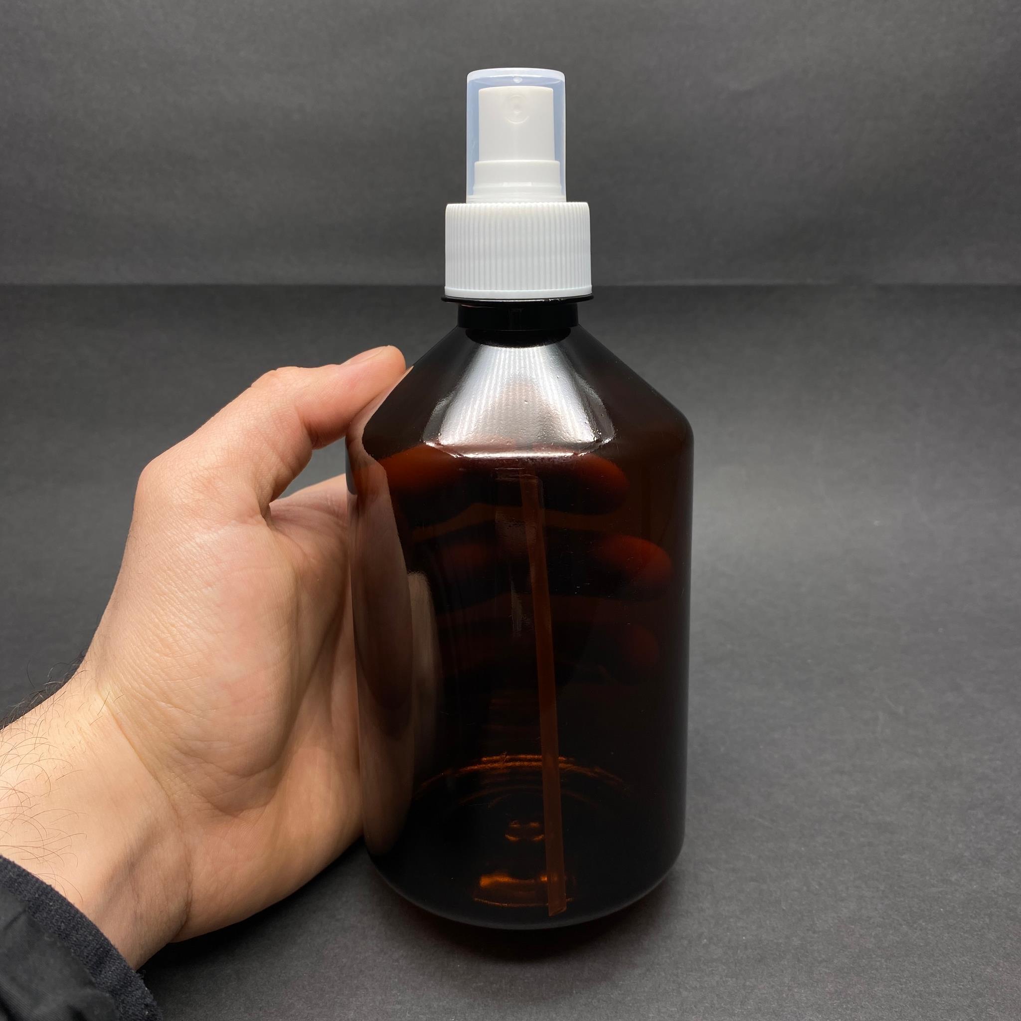 500 CC AMBER SERT PLASTİK ŞİŞE - BEYAZ PARMAK SPREYLİ - TOMBUL MODEL - 500 ML KAHVERENGİ SPREYLİ PET ŞİŞE