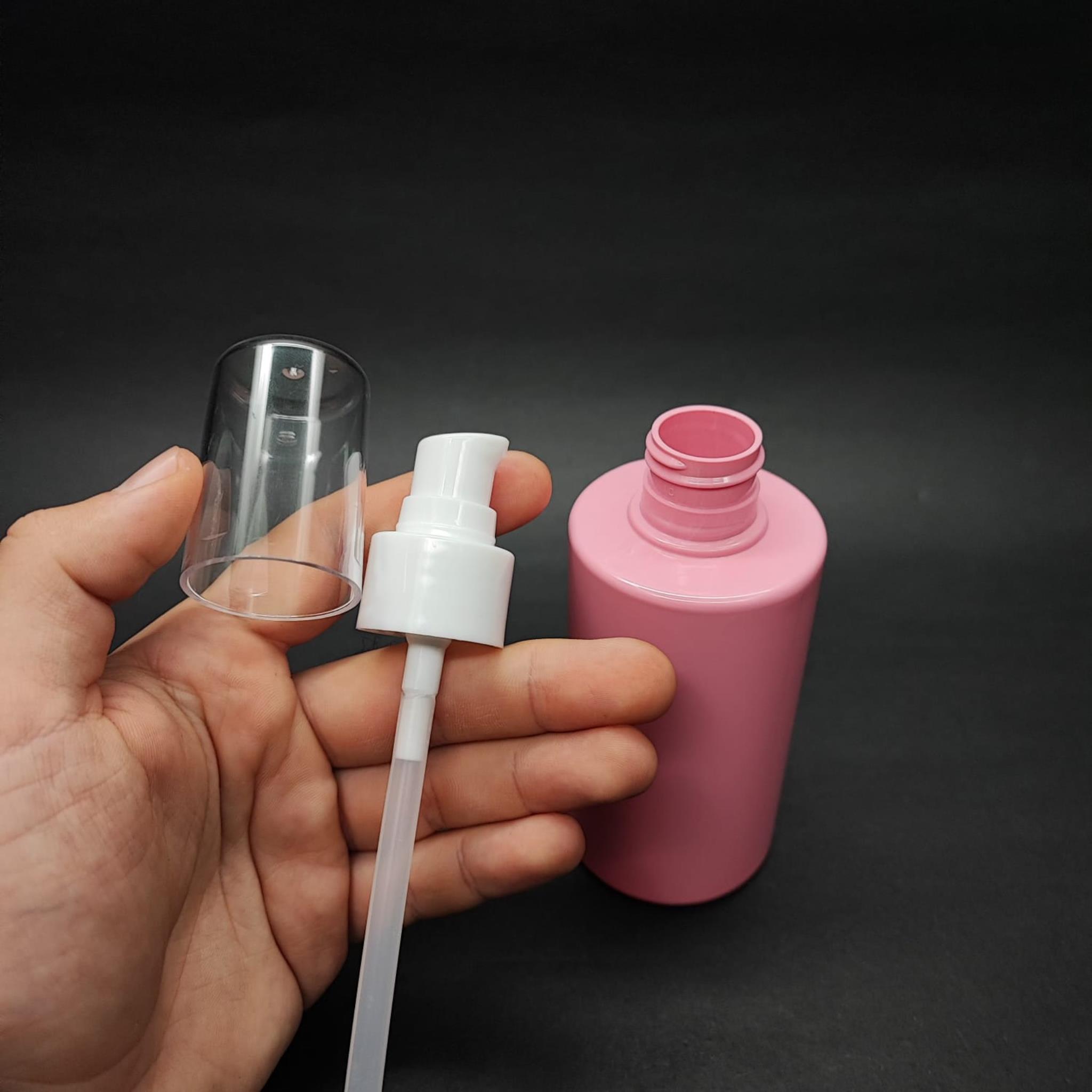 200 CC KÜT BOYUNLU SİLİNDİR PET ŞİŞE (24 GR) - BEYAZ LOSYON POMPALI - 200 ML PLASTİK ŞİŞE - PEMBE