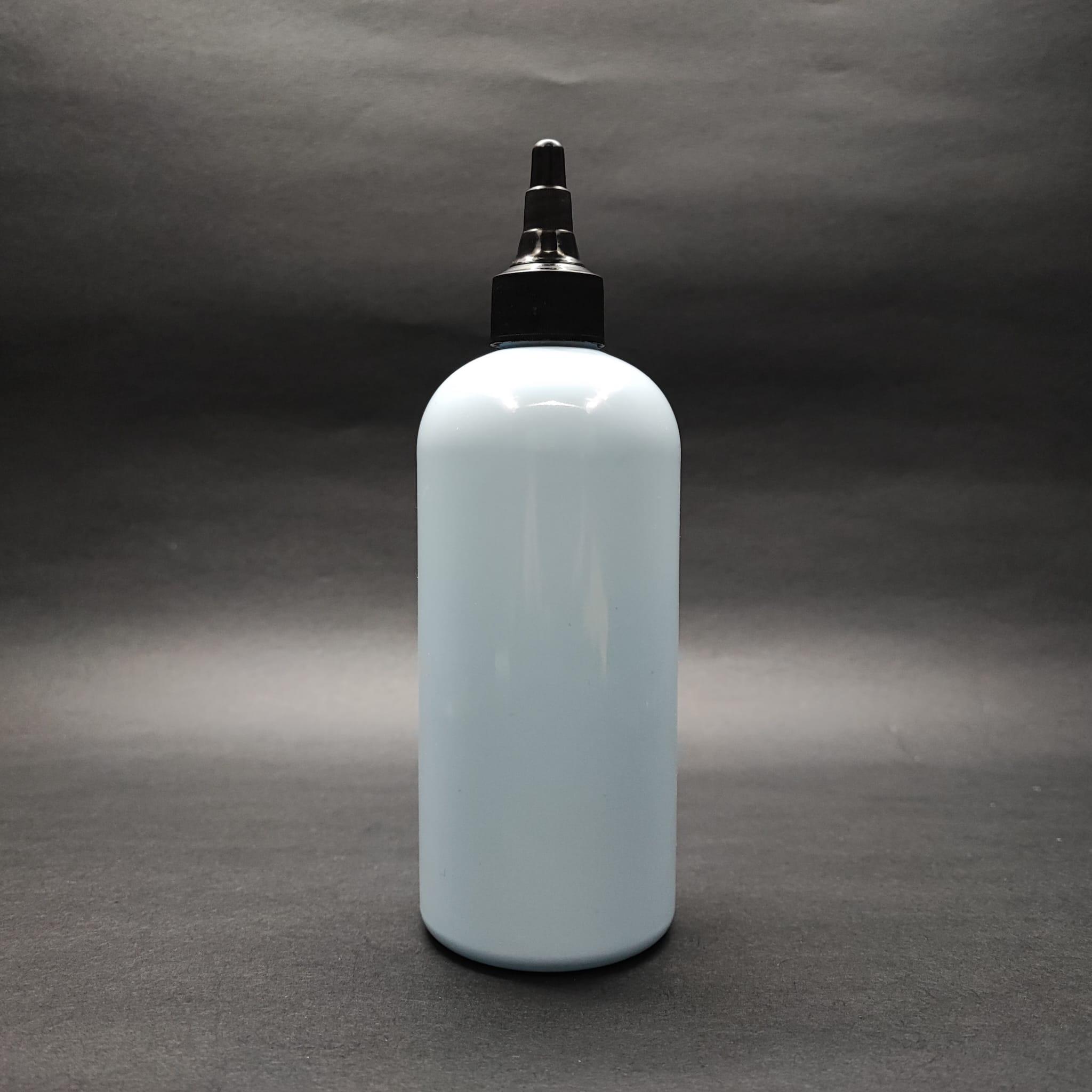 400 CC OVAL BOYUNLU SİLİNDİR PET ŞİŞE (30 GR) - SİYAH ASANSÖR KAPAKLI - 400 ML PLASTİK ŞİŞE - BEBEK MAVİSİ