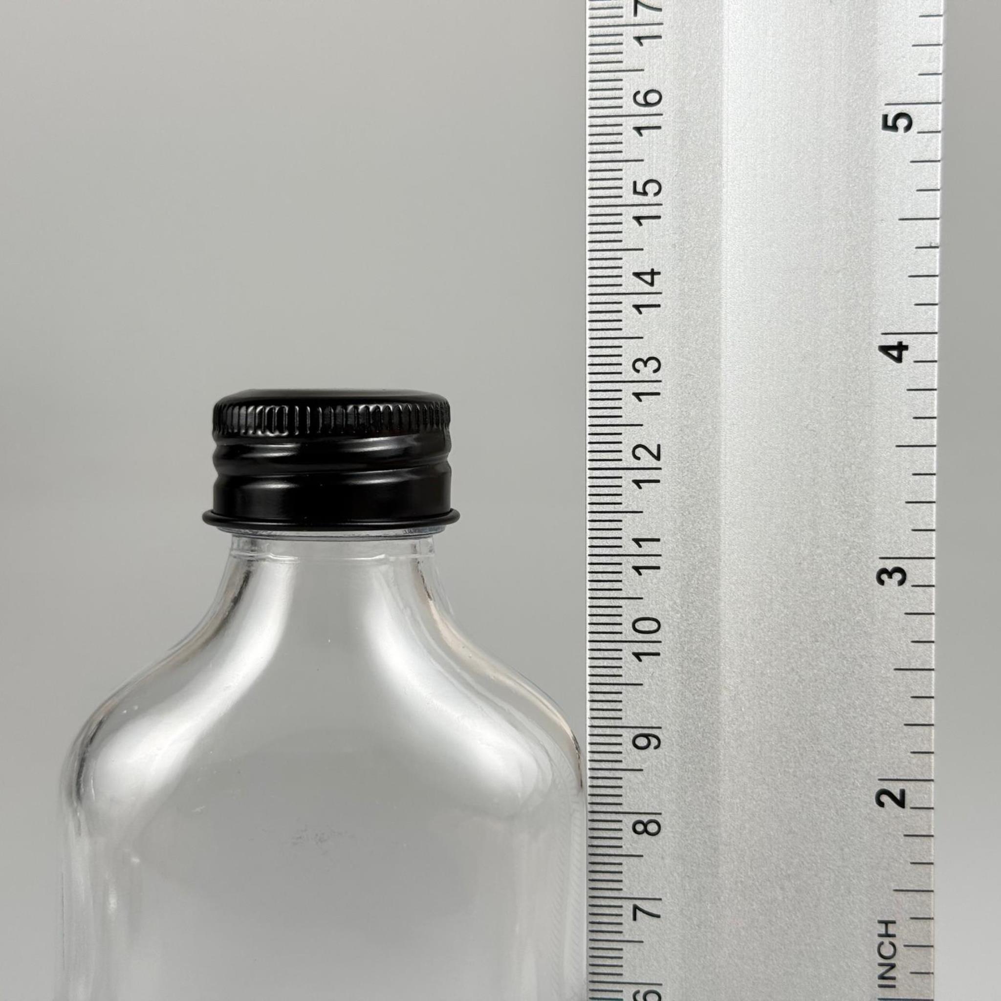 100 CC YASSI LÜX KOLONYA CAM ŞİŞE - SİYAH METAL ALÜMİNYUM KAPAKLI + KOLONYA TIPALI - 100 ML LÜKS METAL KAPAKLI CAM KOLONYA ŞİŞESİ
