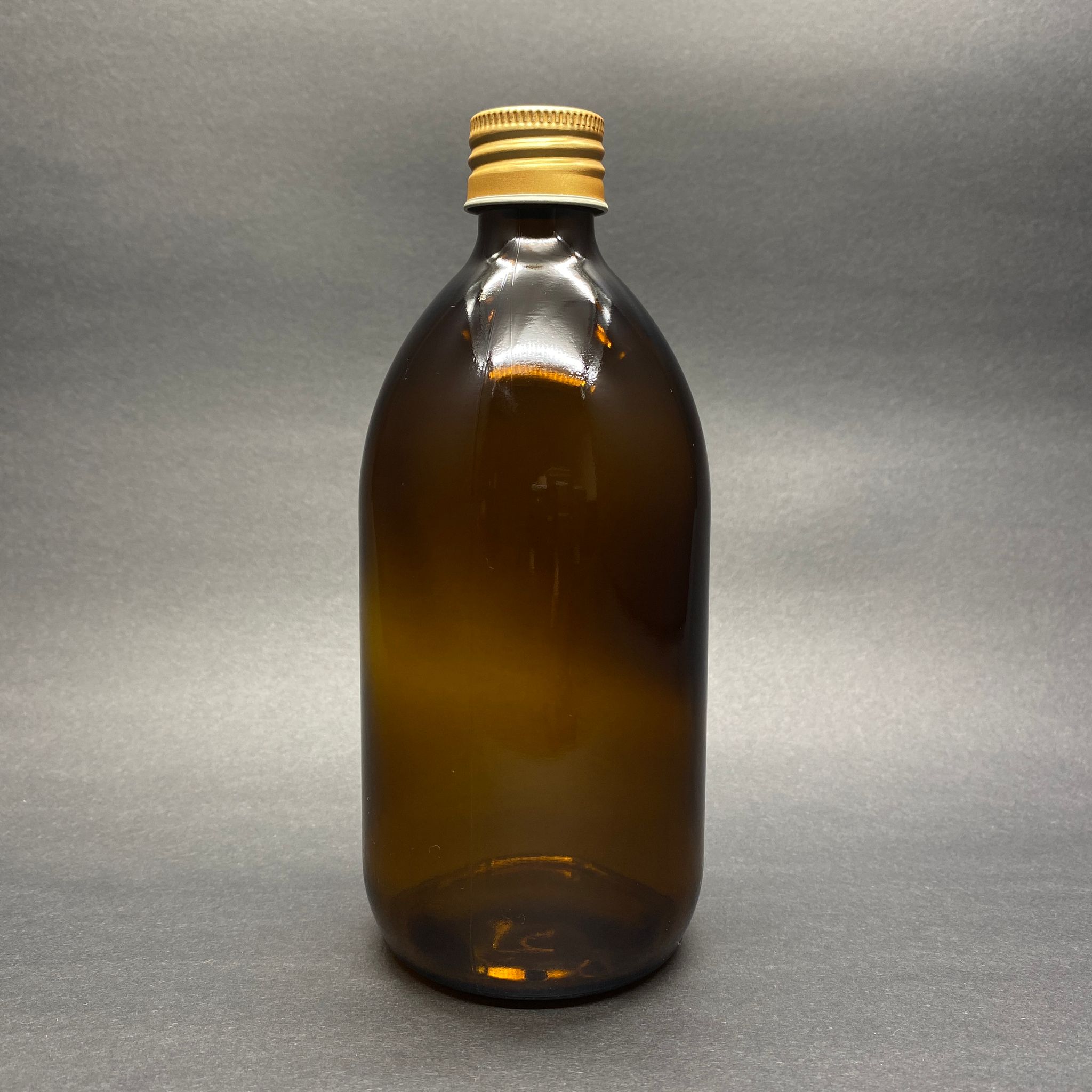 500 CC AMBER TOMBUL ÖZEL SERİ CAM ŞİŞE - METAL ALÜMİNYUM GOLD KÖPÜK CONTALI KAPAKLI - 500 ML CAM ECZA ŞİŞESİ - KAHVERENGİ