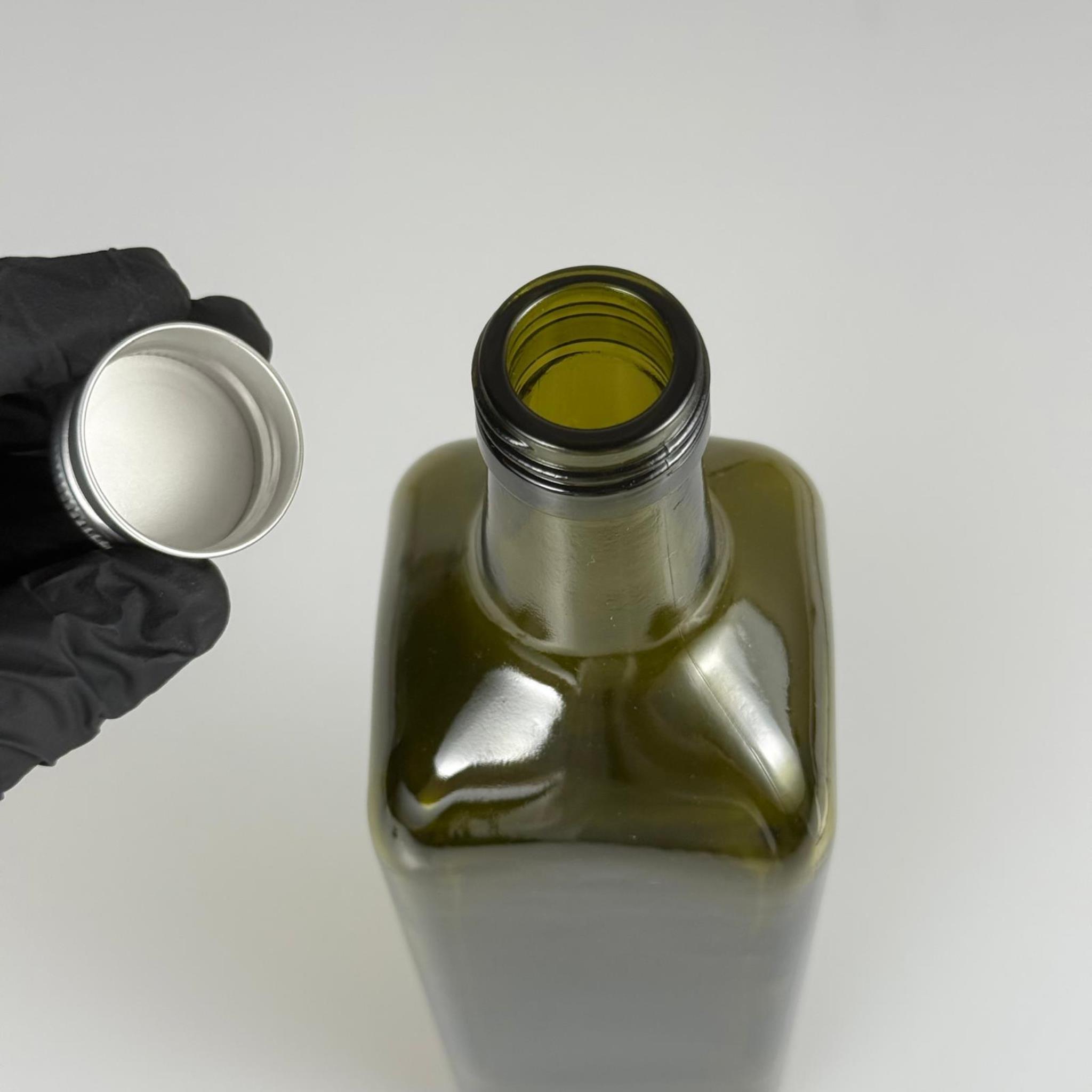 1000 CC YEŞİL MARASKA CAM ŞİŞE - GÜMÜŞ METAL ALÜMİNYUM KAPAKLI - 1000 ML KÖŞELİ YAĞ ŞİŞESİ - SİRKE ŞİŞESİ