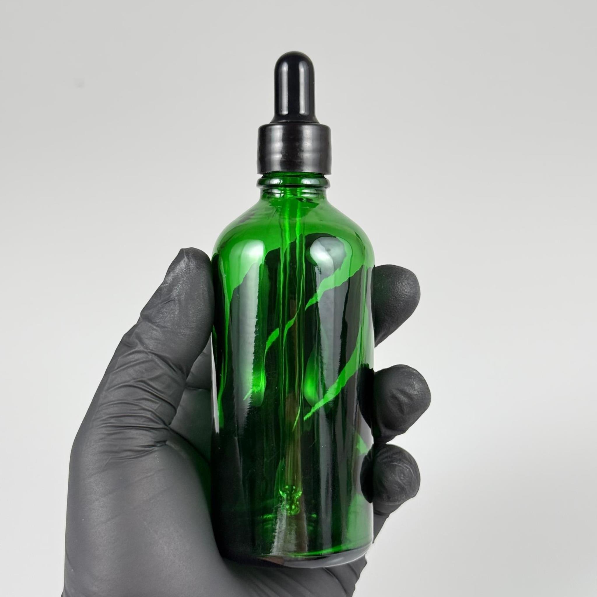 100 CC YEŞİL CAM DAMLALIKLI ŞİŞE - SİYAH EMZİK + SİYAH DÜZ KAPAK + CAM PİPET TAKIM - 100 ML YEŞİL DAMLALIKLI ŞİŞE SETİ