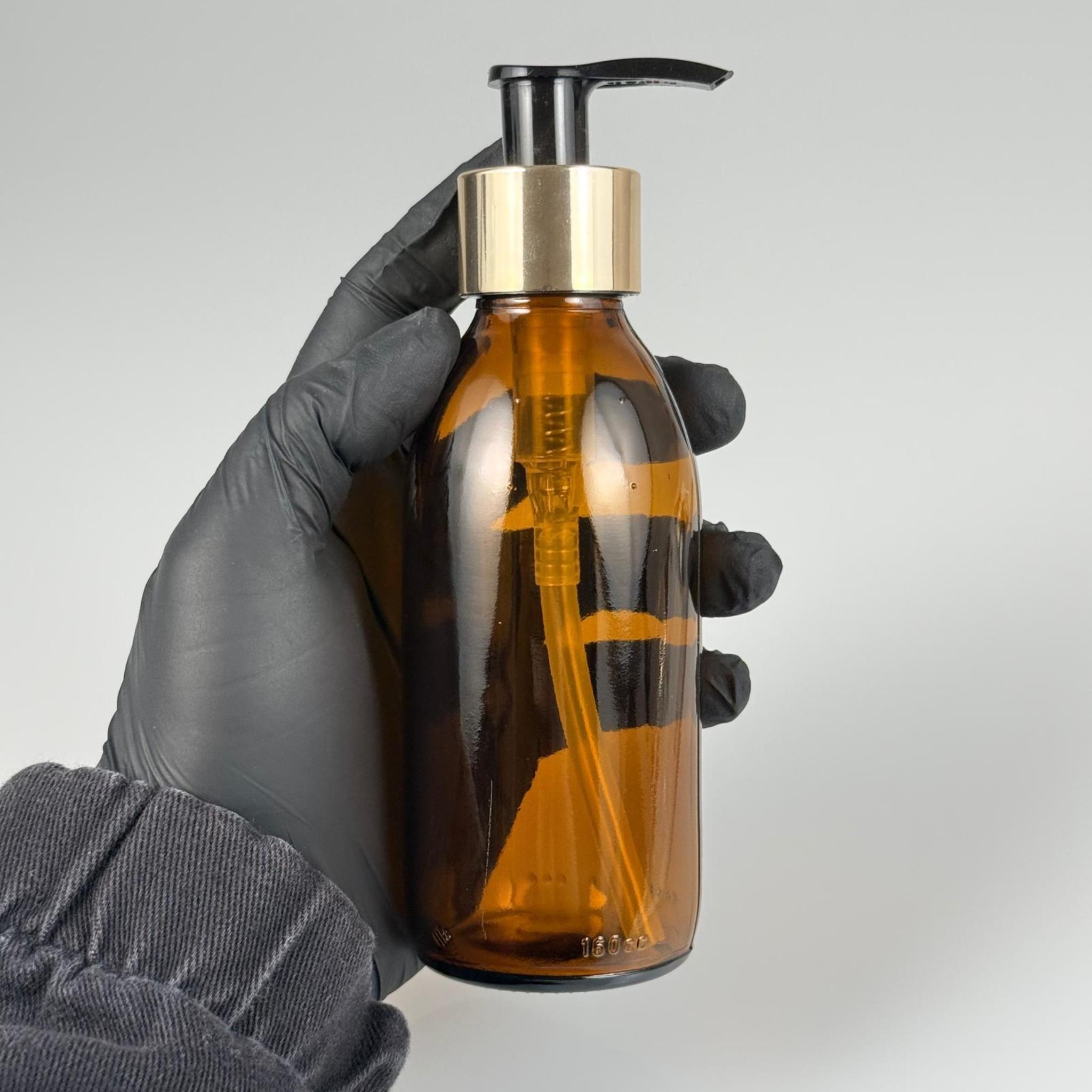 160 CC AMBER CAM ŞİŞE  - GOLD SIVI SABUN POMPALI TAKIM - 160 ML CAM SIVI LOSYON, YAĞ ŞİŞELERİ