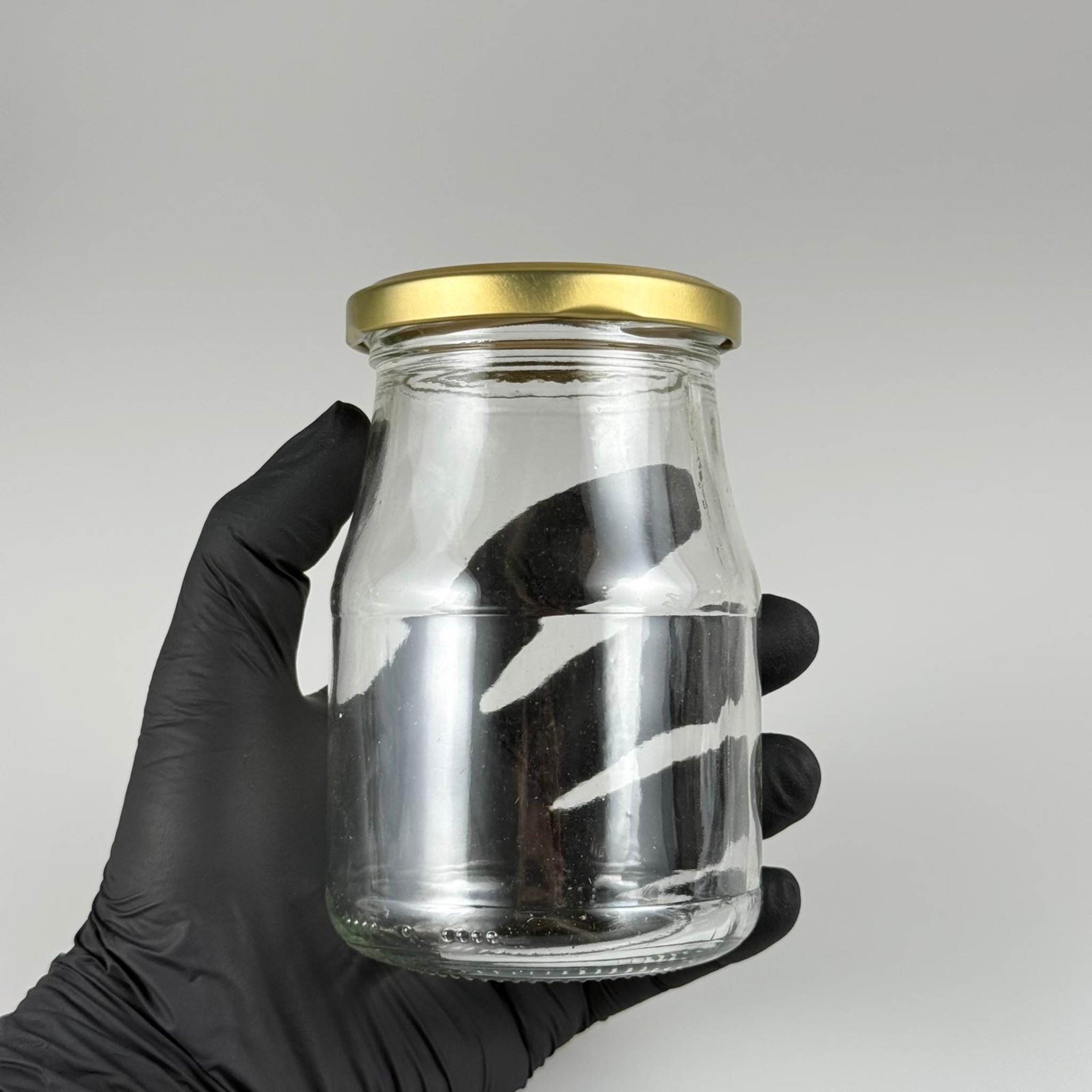 370 CC HENGSTENBERG CAM KAVANOZ + GOLD DÜĞMELİ KAPAKLI TAKIM - 370 ML  CAM KAVANOZ