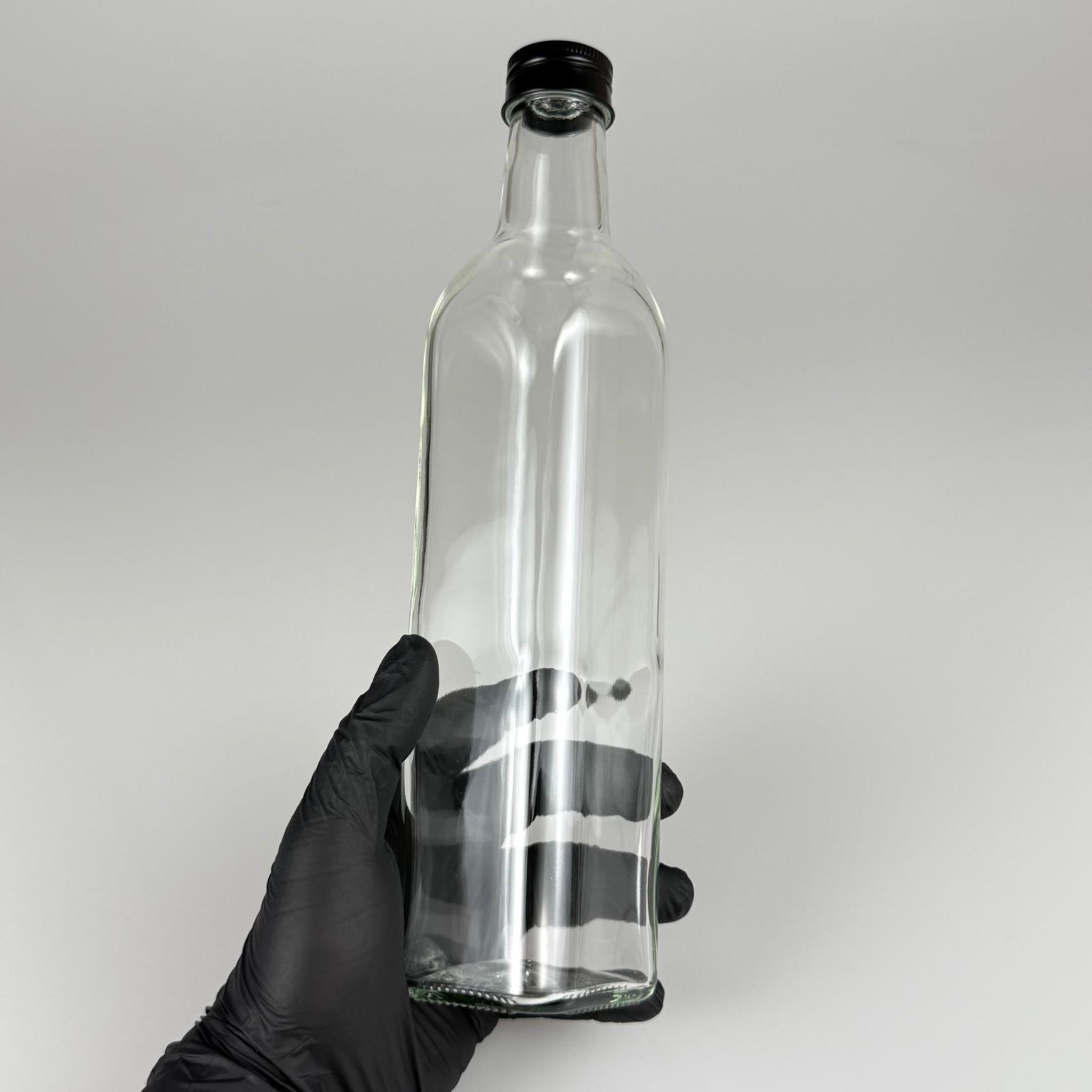 500 CC MARASKA CAM ŞİŞE - SİYAH METAL ALÜMİNYUM KAPAKLI - 500 ML KÖŞELİ YAĞ ŞİŞESİ - SİRKE ŞİŞESİ
