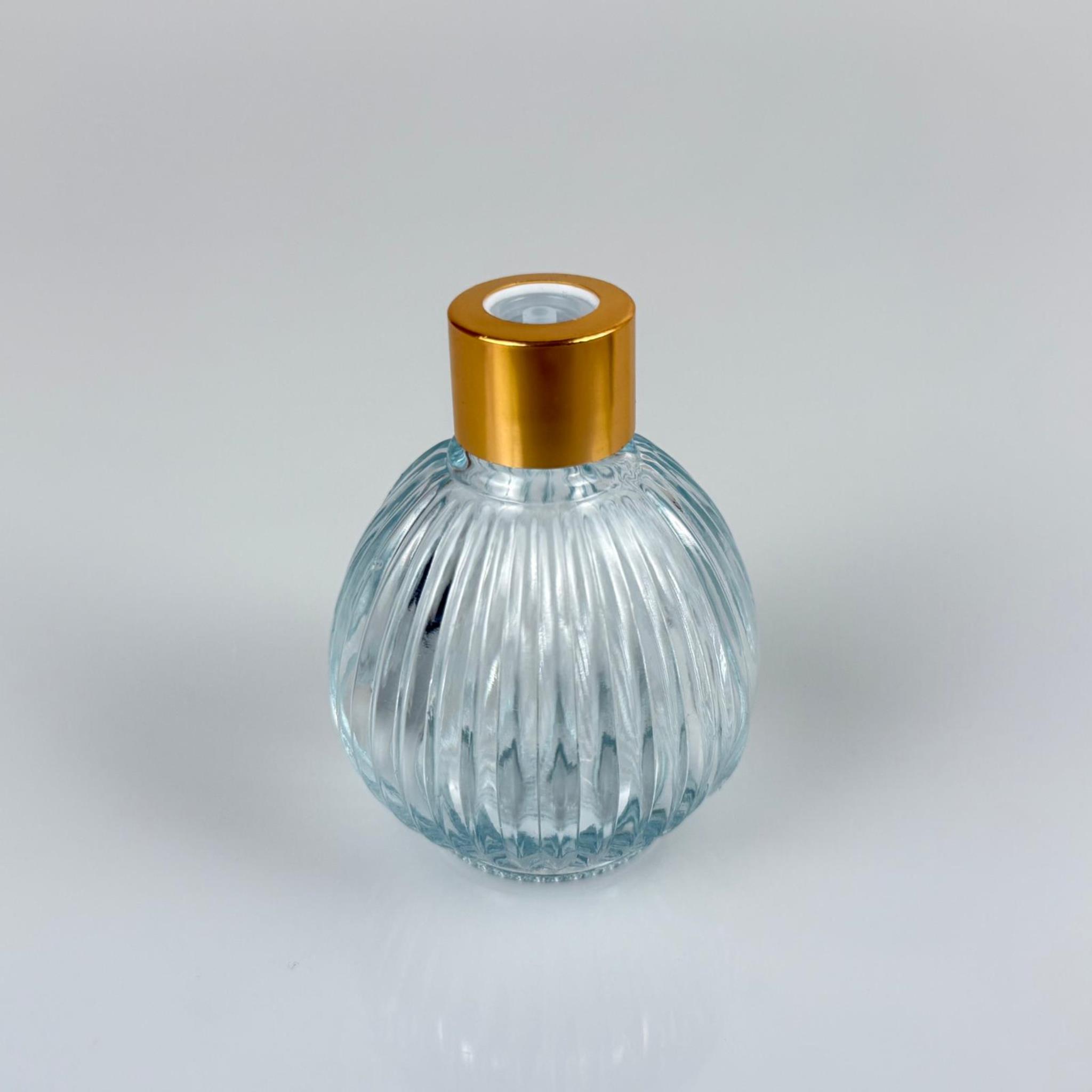 ÇİZGİLİ TOP MODEL CAM KOLONYA ŞİŞESİ + METAL GOLD KAPAK + TIPA - 50 ML - HEDİYELİK KOLONYA ŞİŞELERİ